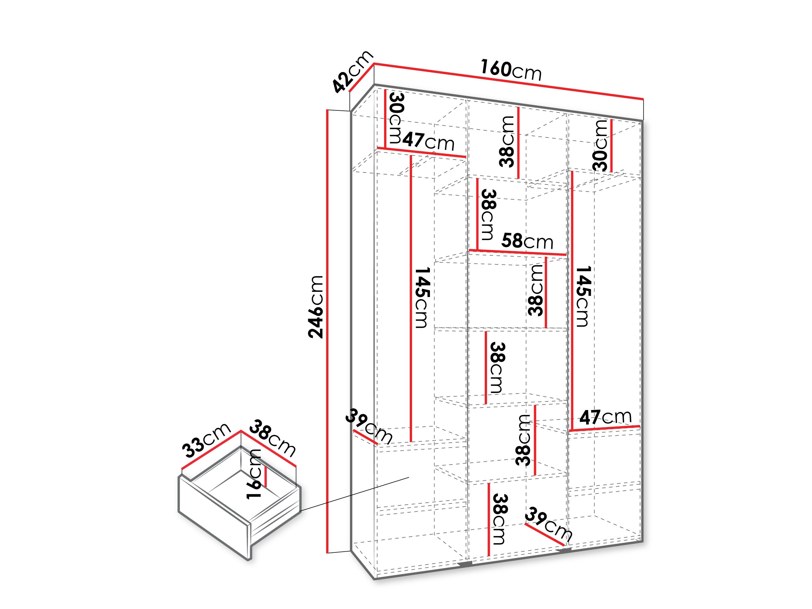 Kledingkast Hartford 563 (Kasjmier)