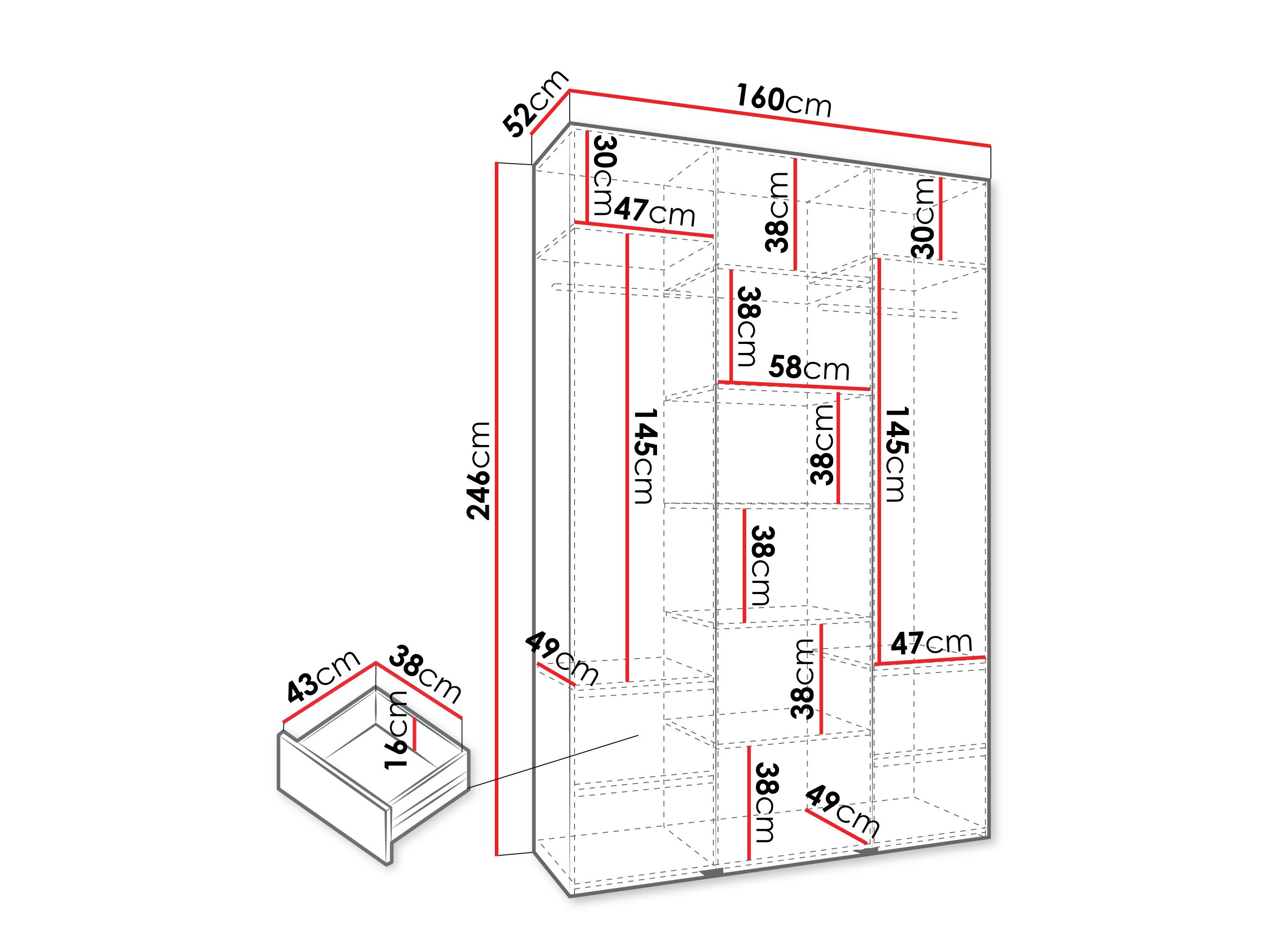 Kledingkast Hartford 563 (Kasjmier)