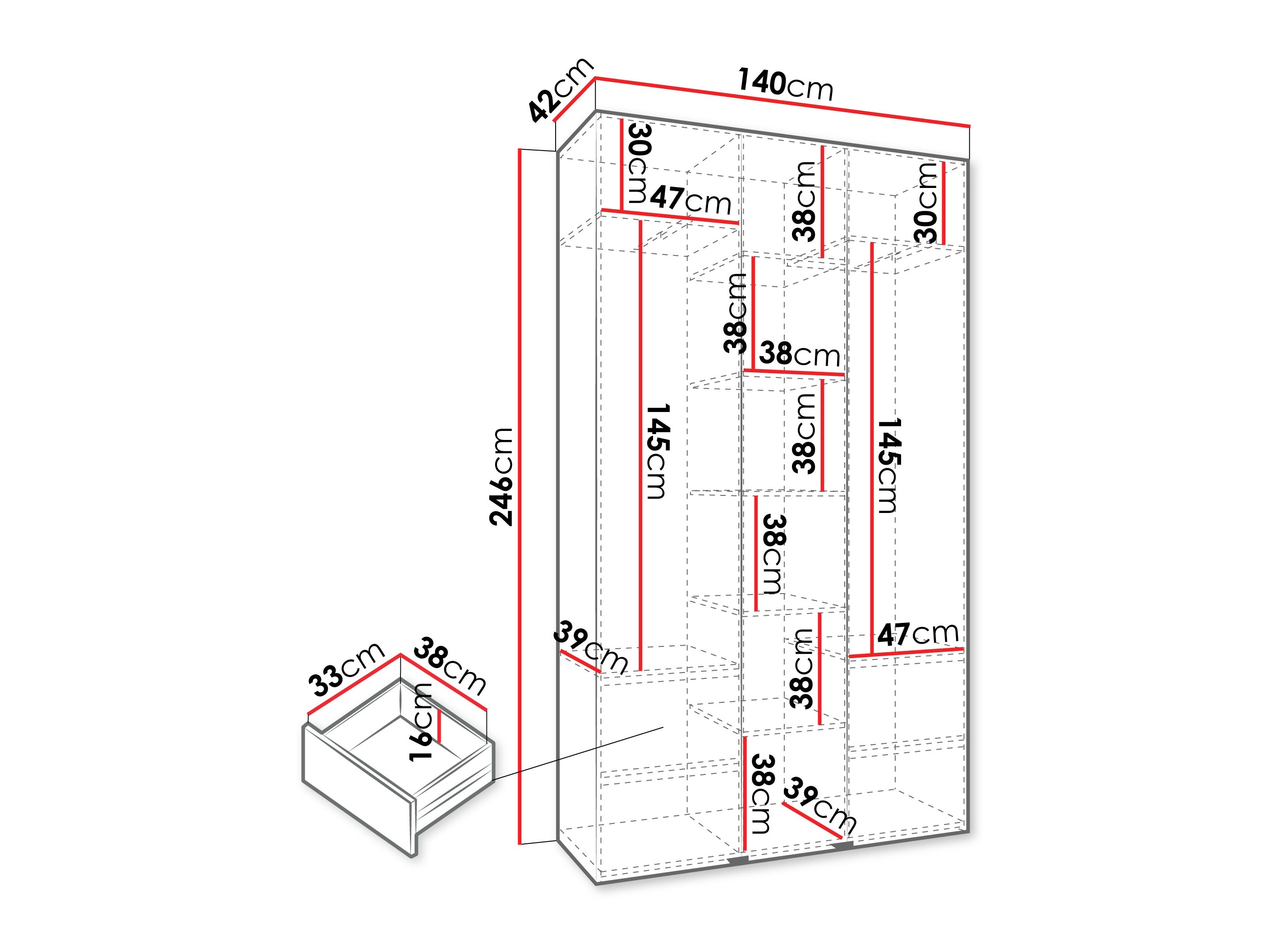 Kledingkast Hartford 563 (Wit)