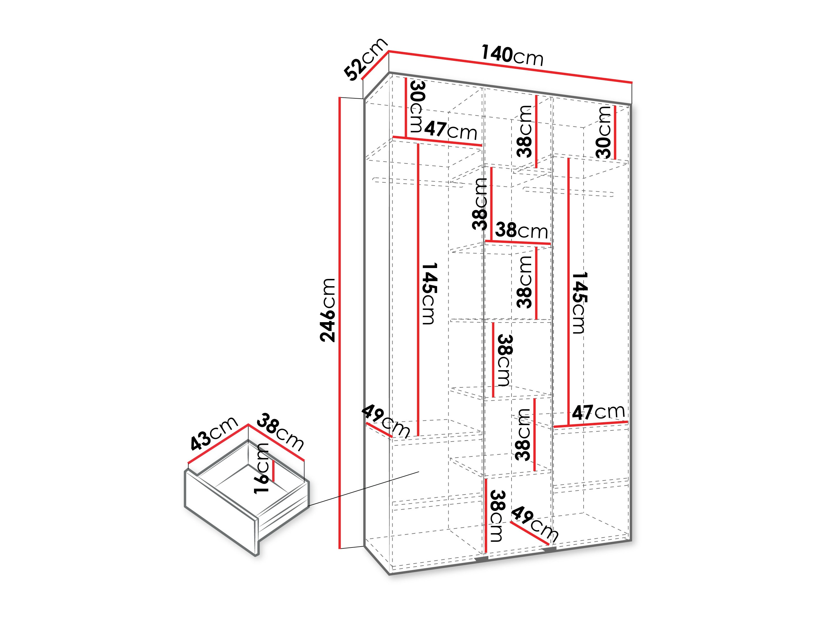Kledingkast Hartford 563 (Wit)