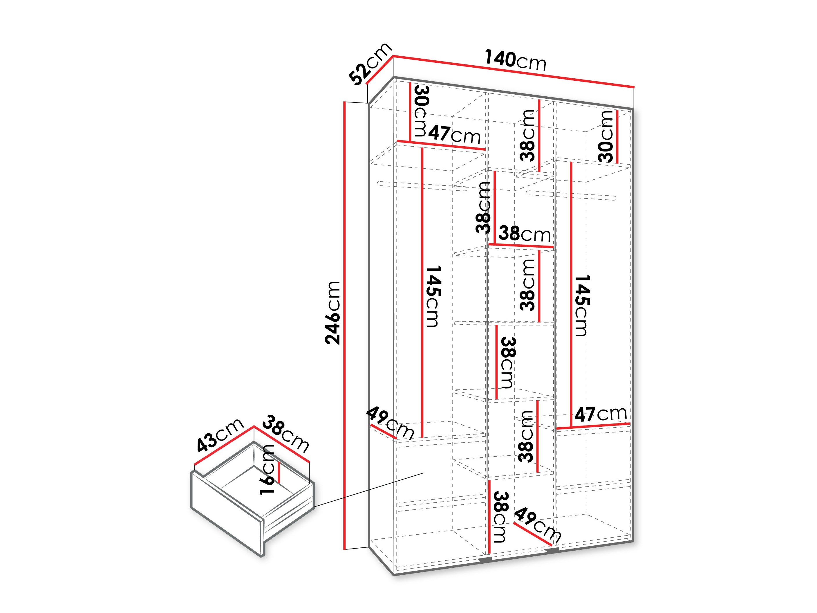 Kledingkast Hartford 563 (Wit)