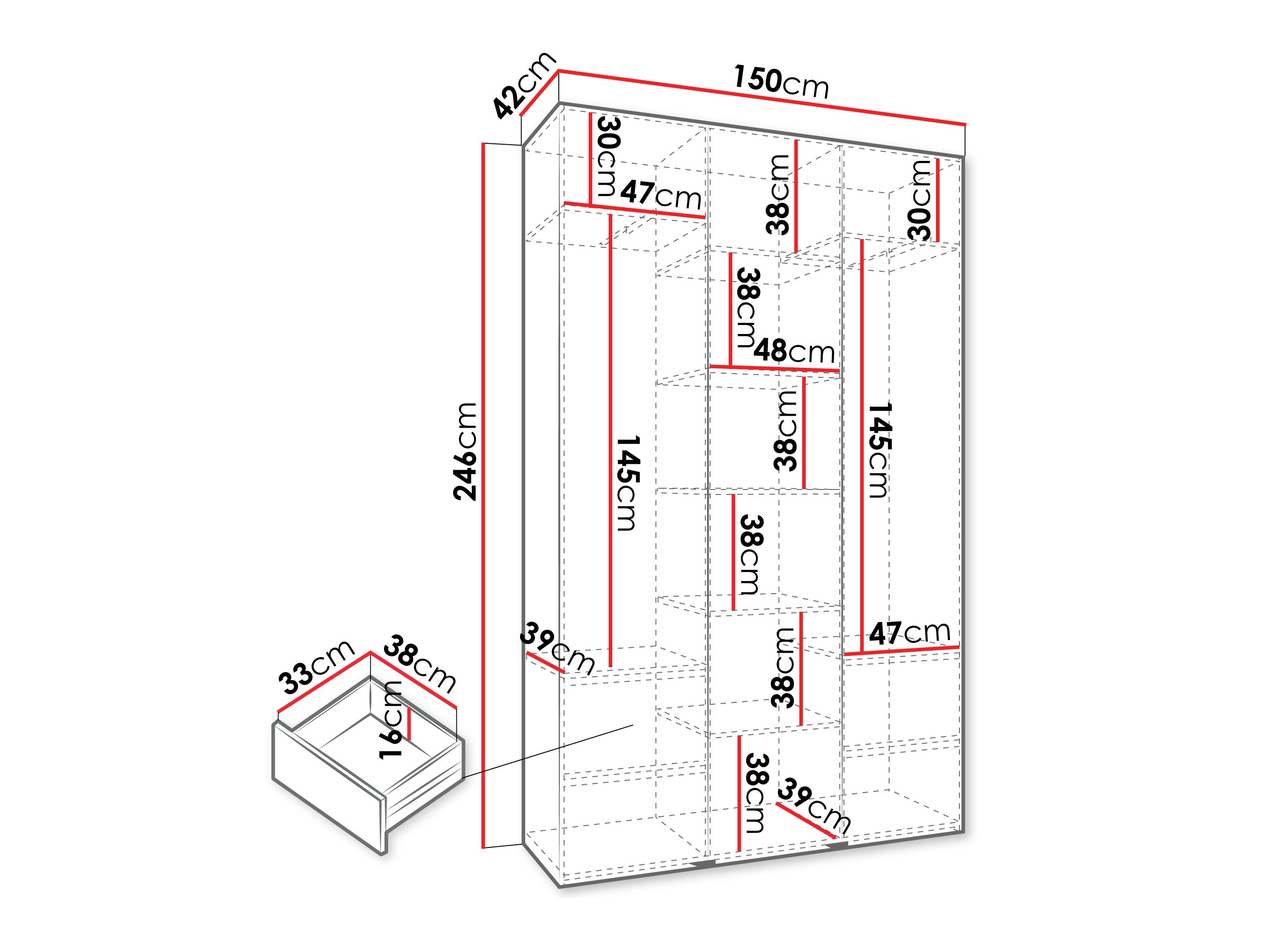Kledingkast Hartford 563 (Wit)