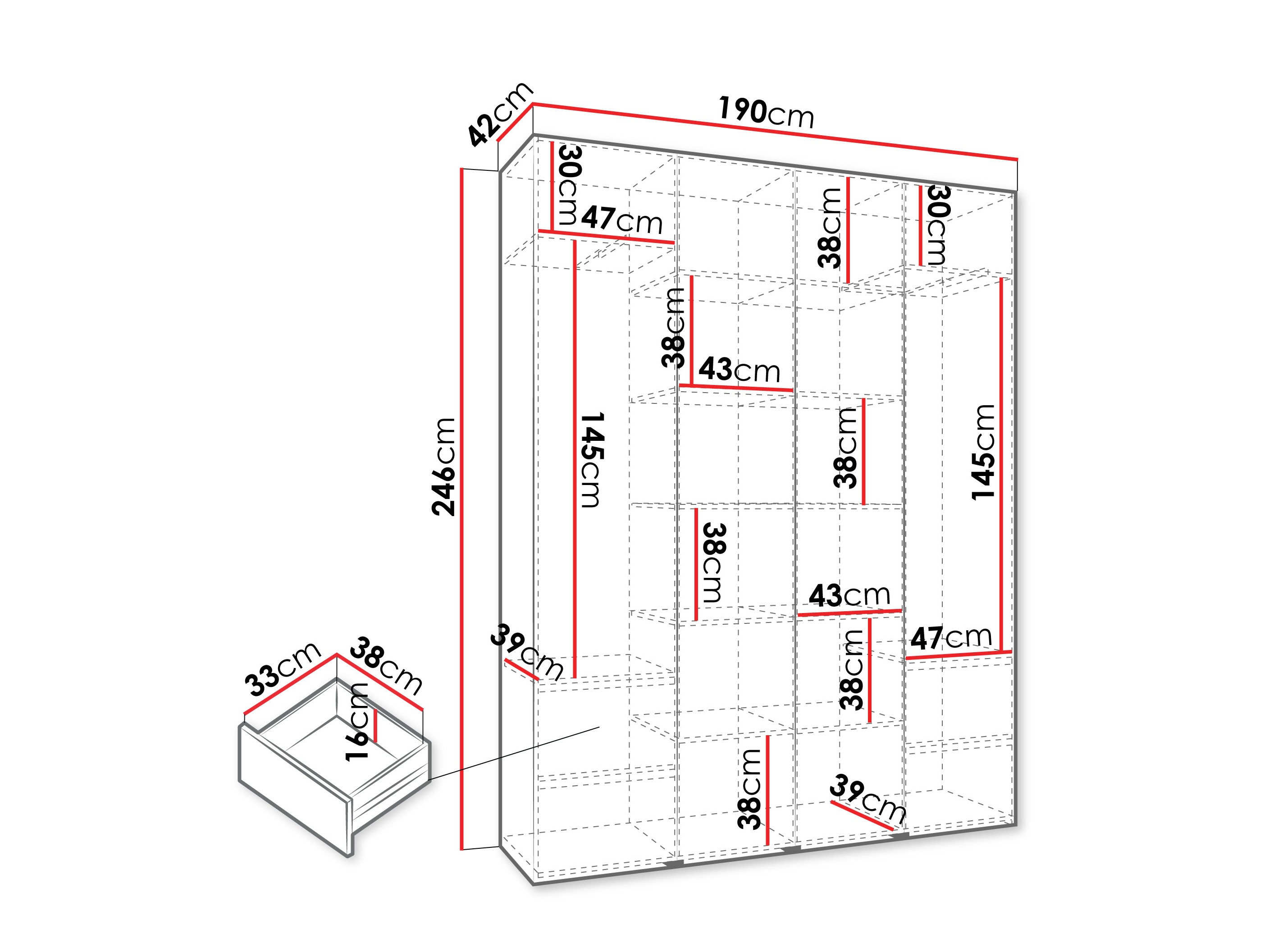 Kledingkast Hartford 564 (Kasjmier)