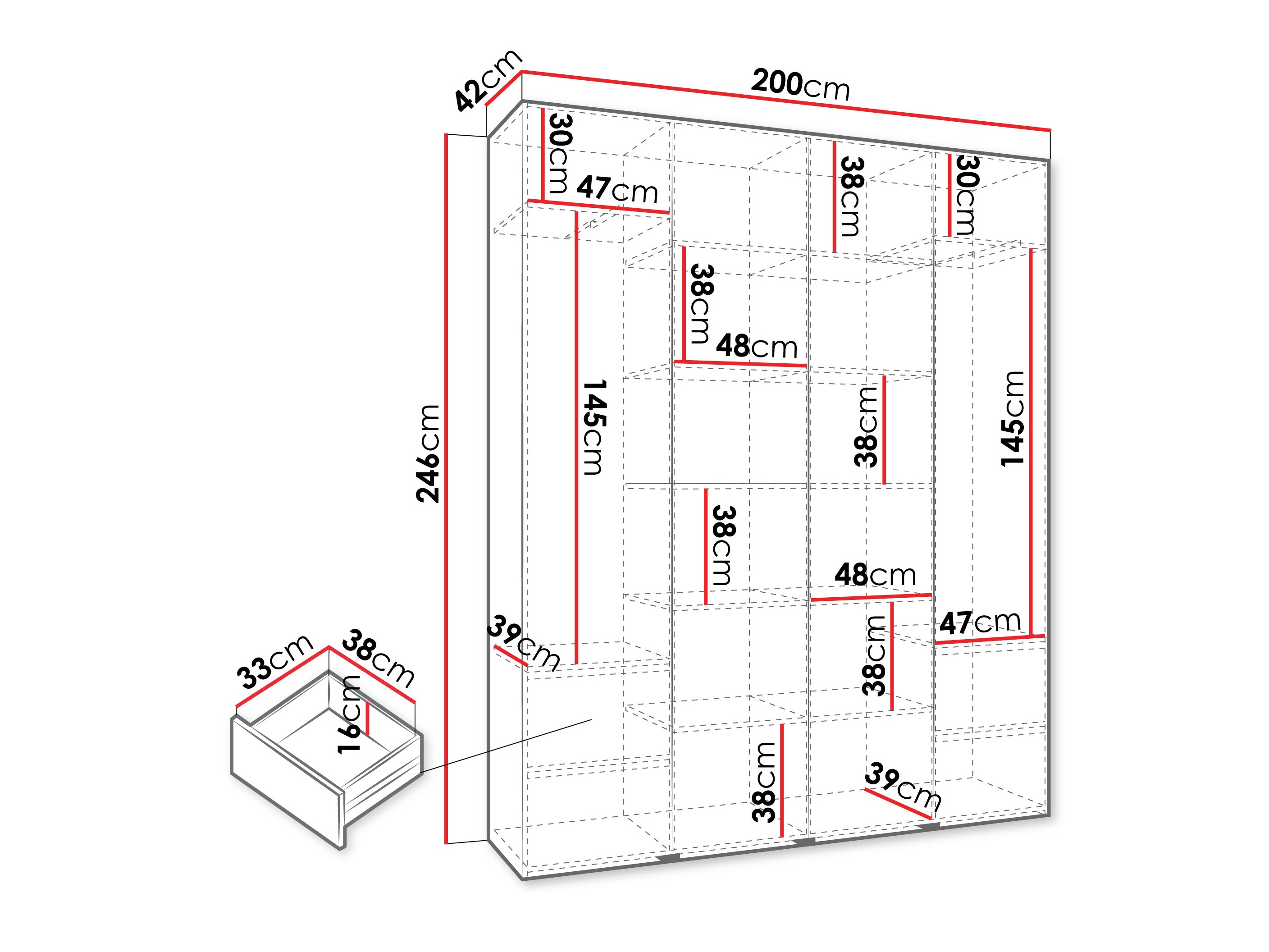 Kledingkast Hartford 564 (Kasjmier)