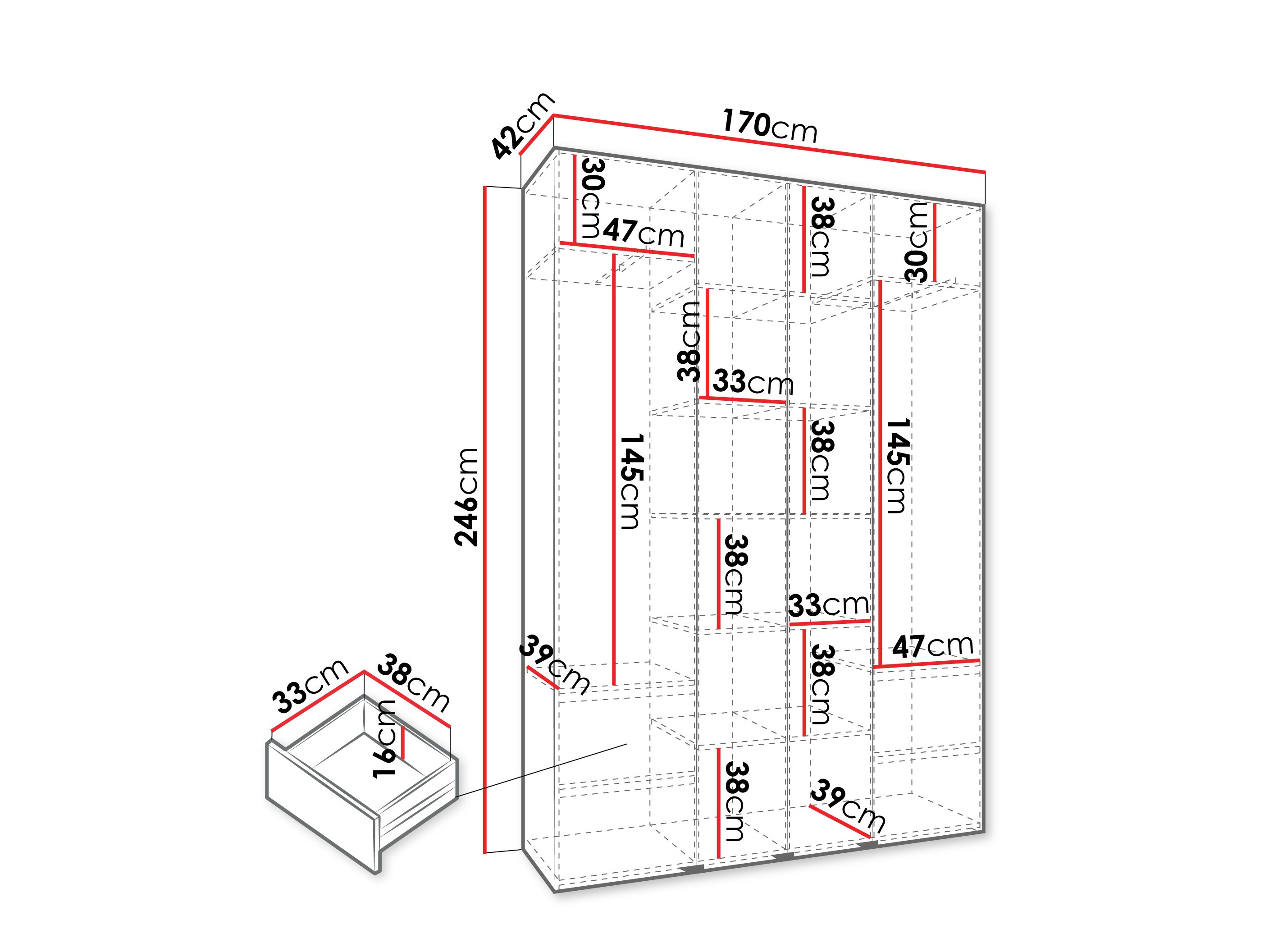 Kledingkast Hartford 564 (Wit)