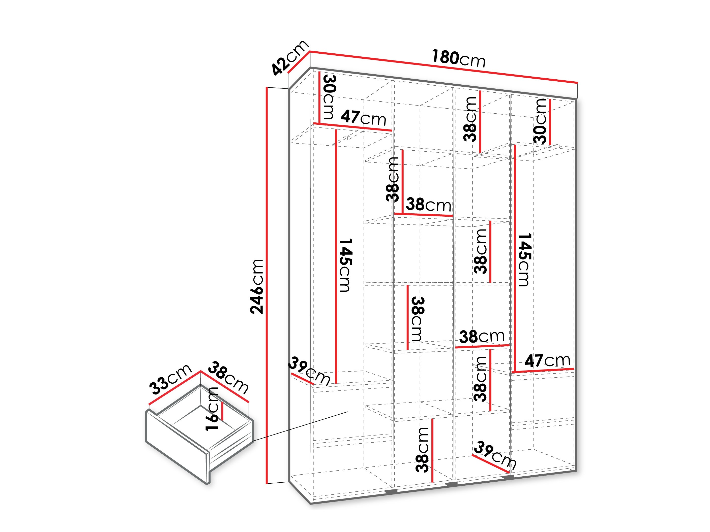 Kledingkast Hartford 564 (Wit)