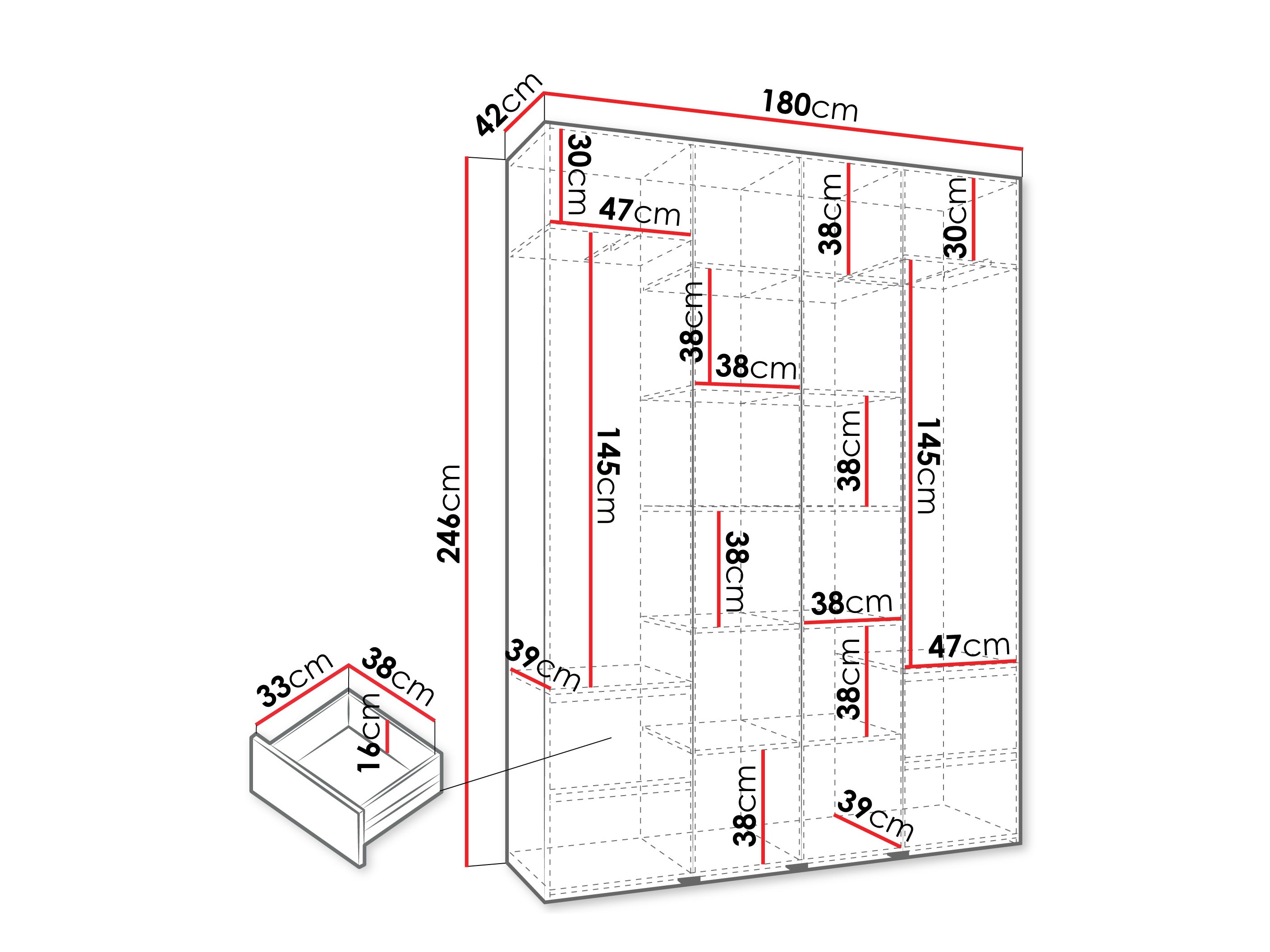 Kledingkast Hartford 564 (Wit)