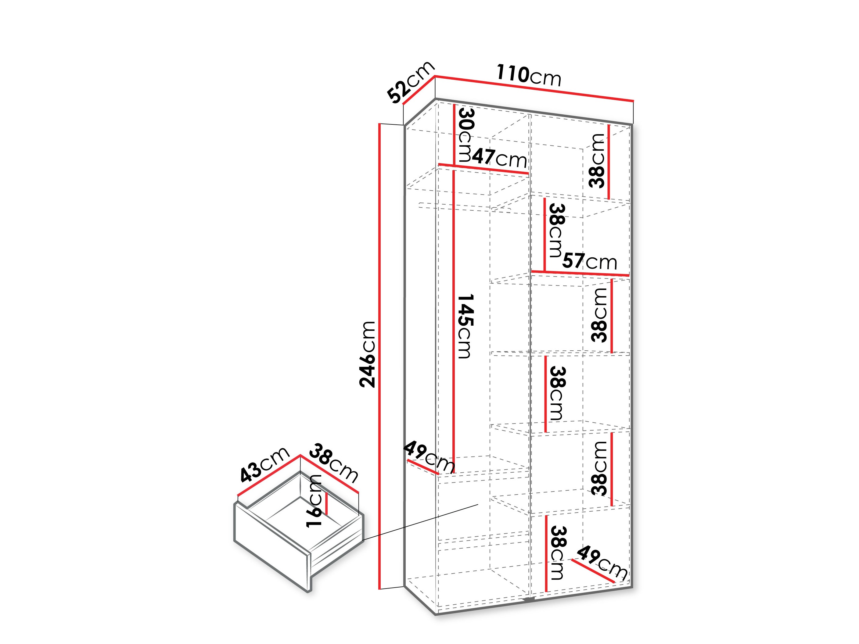 Kledingkast Hartford 569 (Wit)
