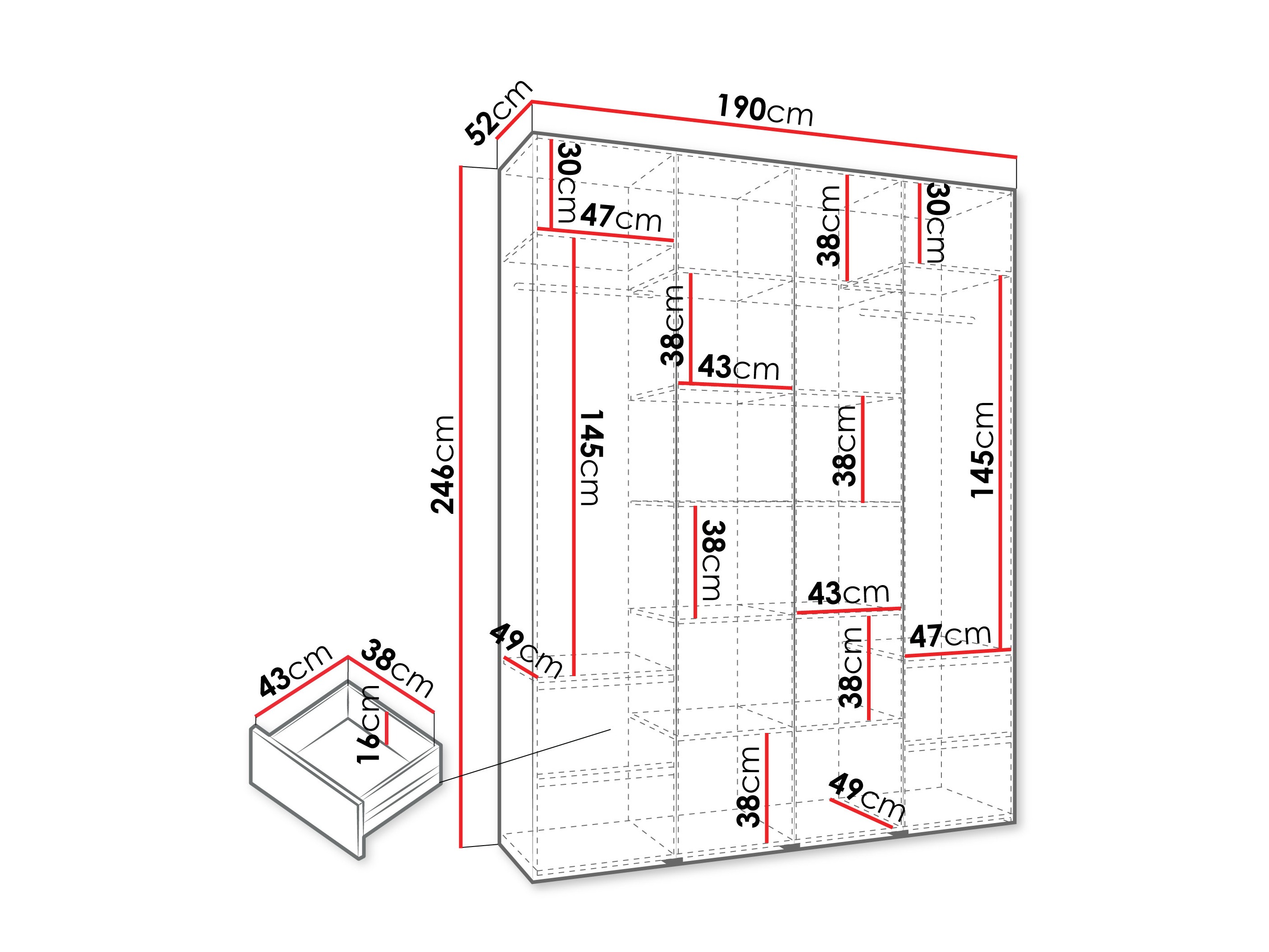Kledingkast Hartford 570 (Kasjmier)