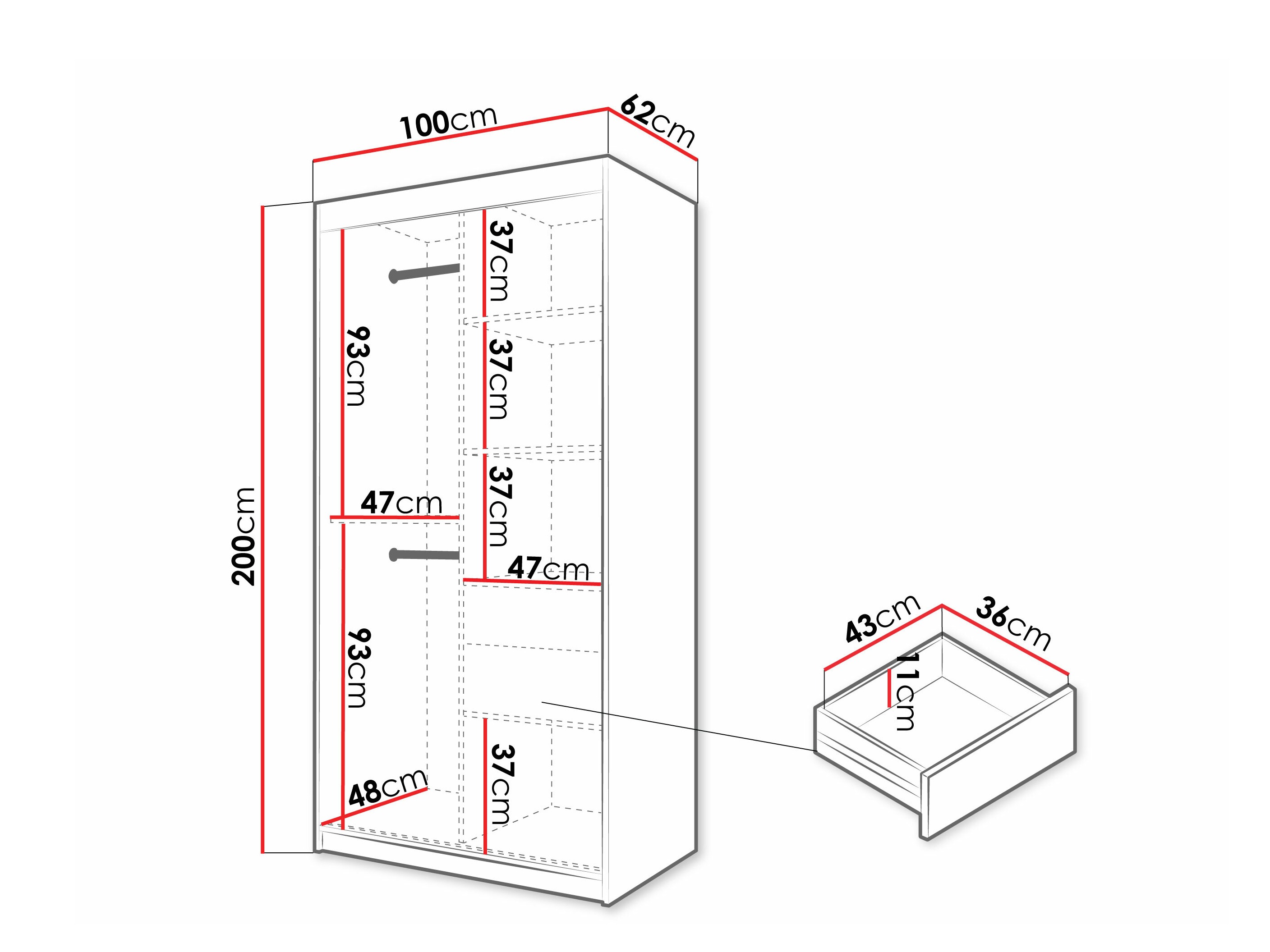Kledingkast Hartford 575 (Wit)