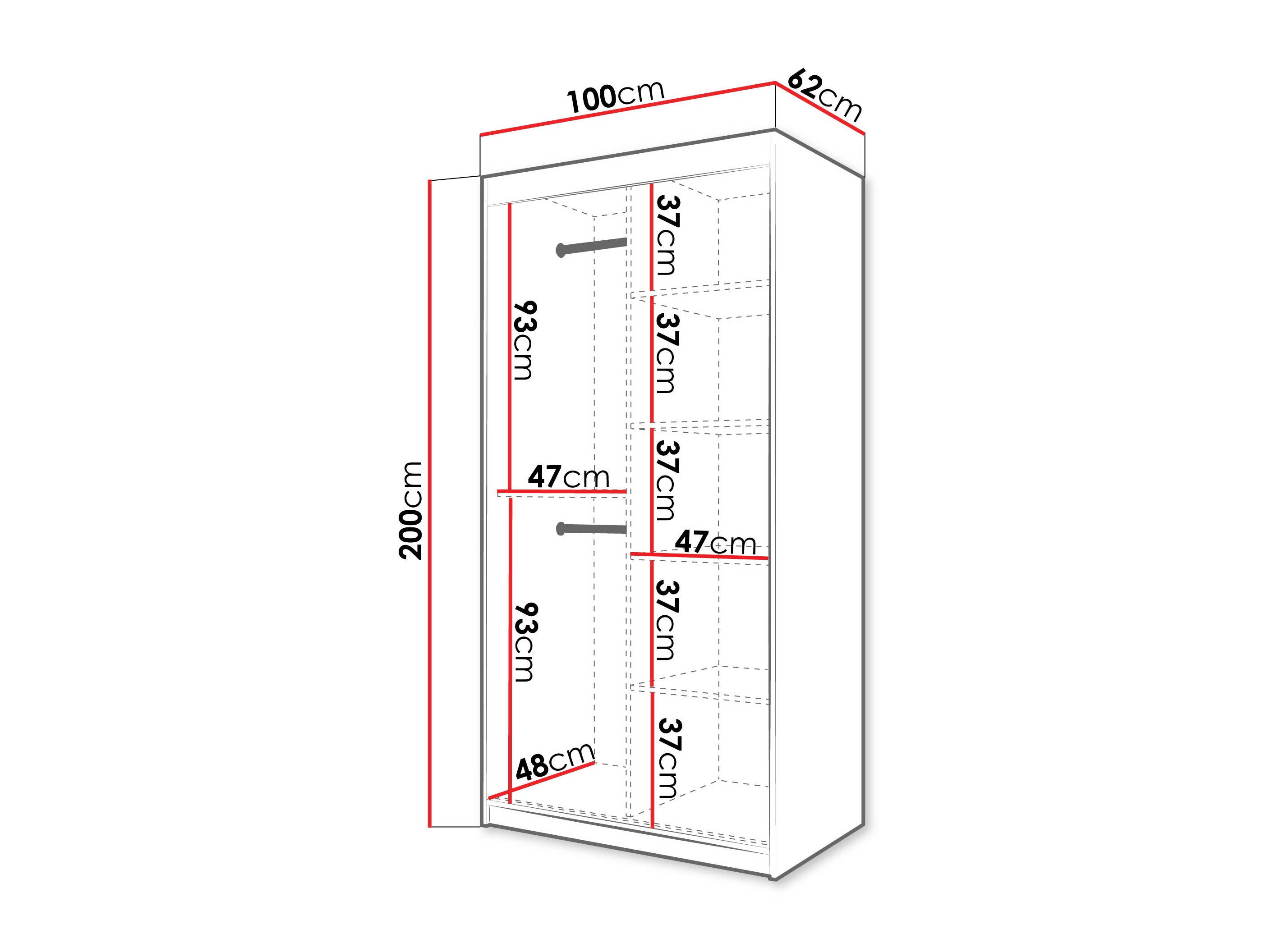 Kledingkast Hartford 575 (Zwart)