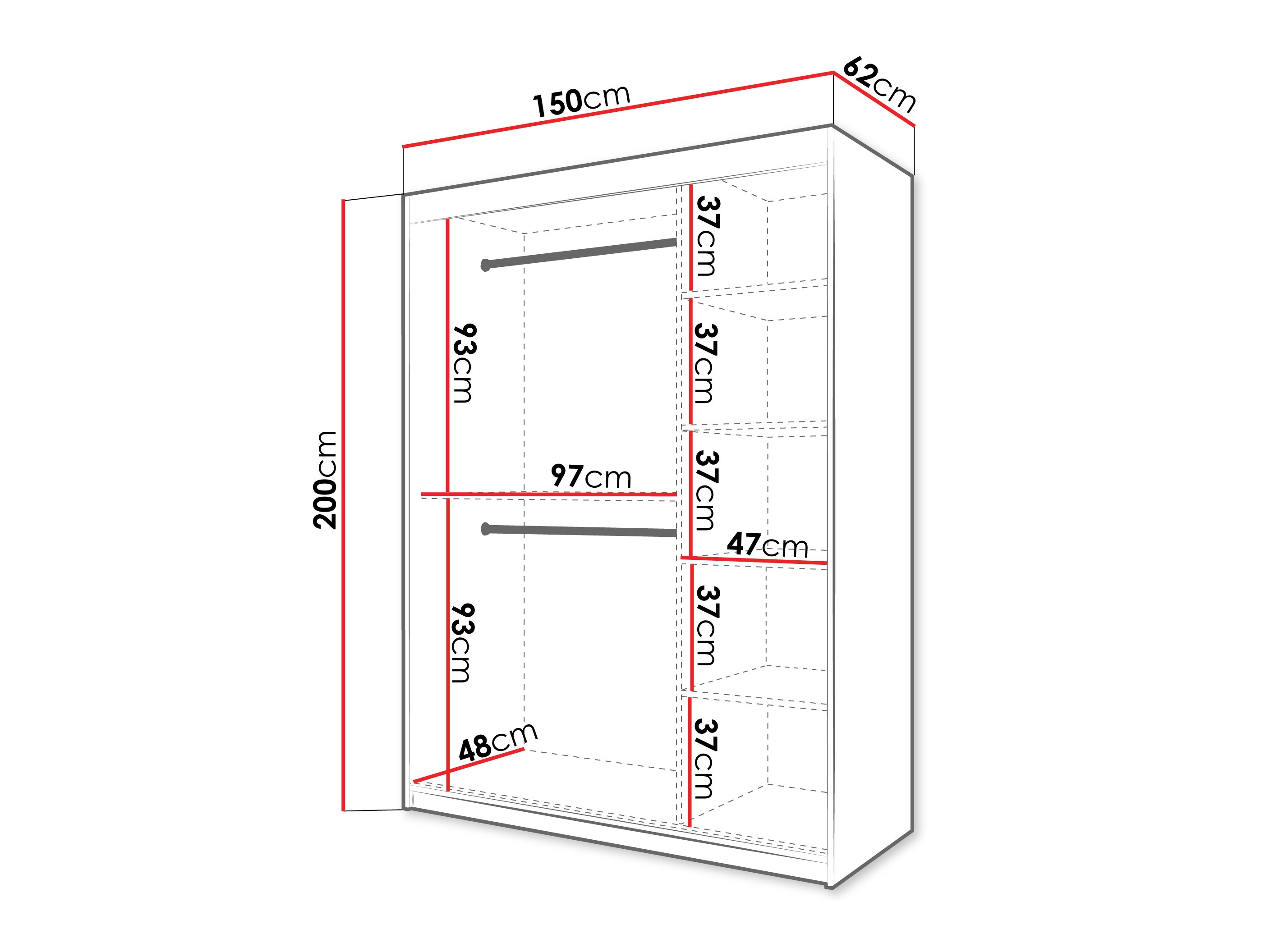 Kledingkast Hartford 576 (Wit)