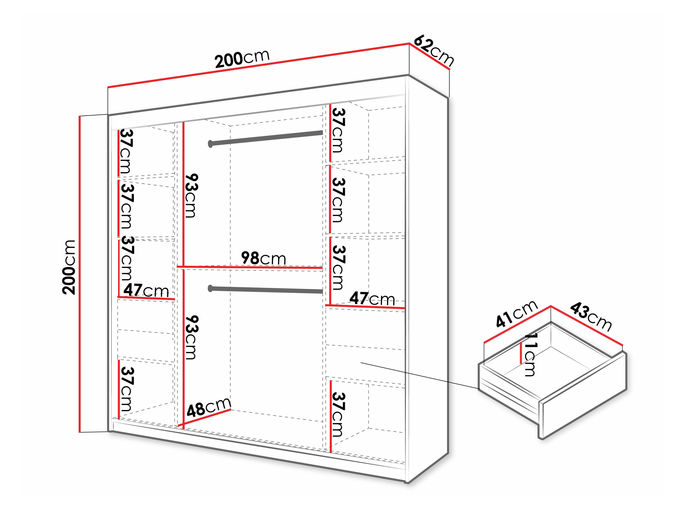 Kledingkast Hartford 576 (Wit)