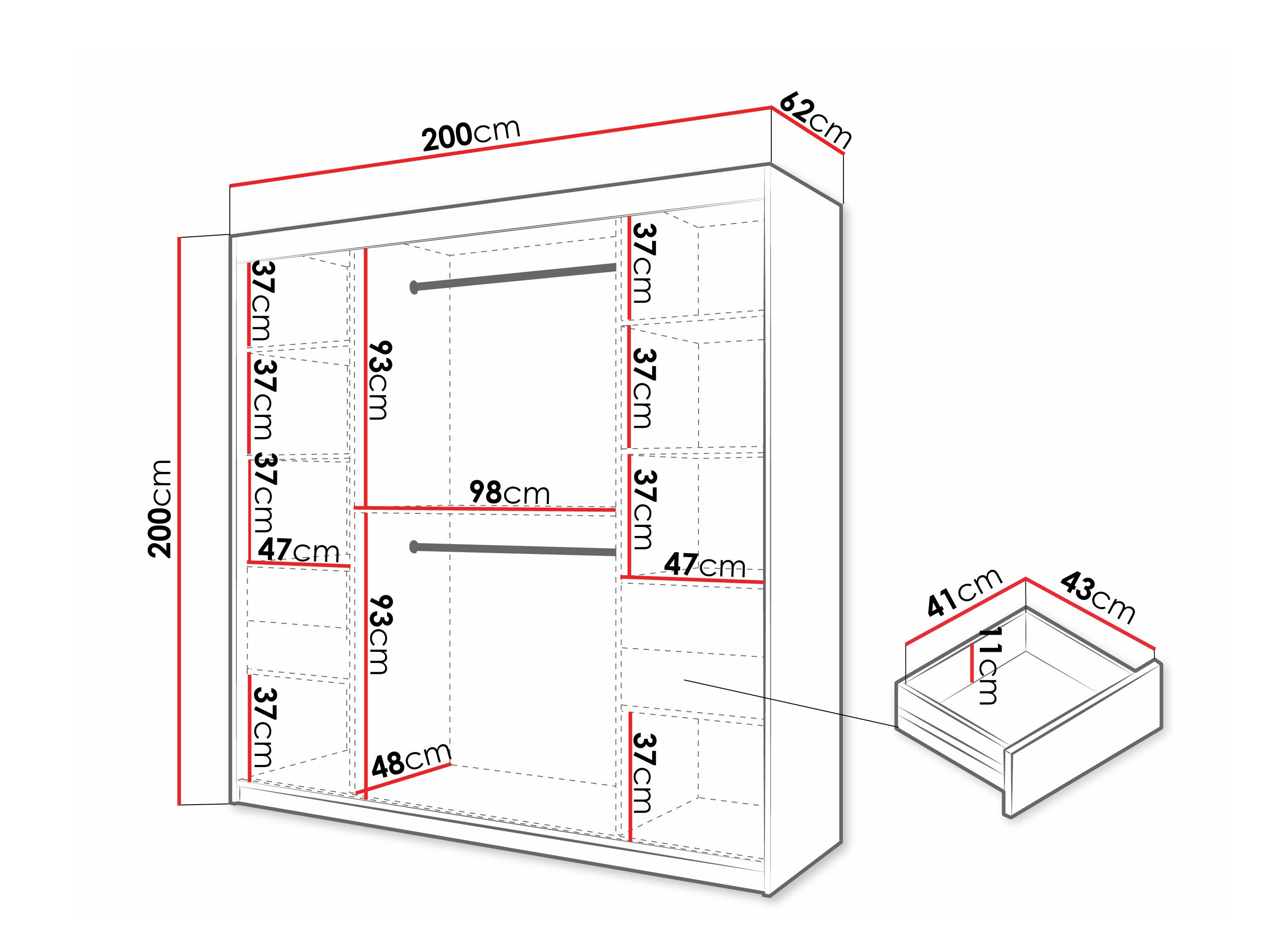Kledingkast Hartford 576 (Wit)