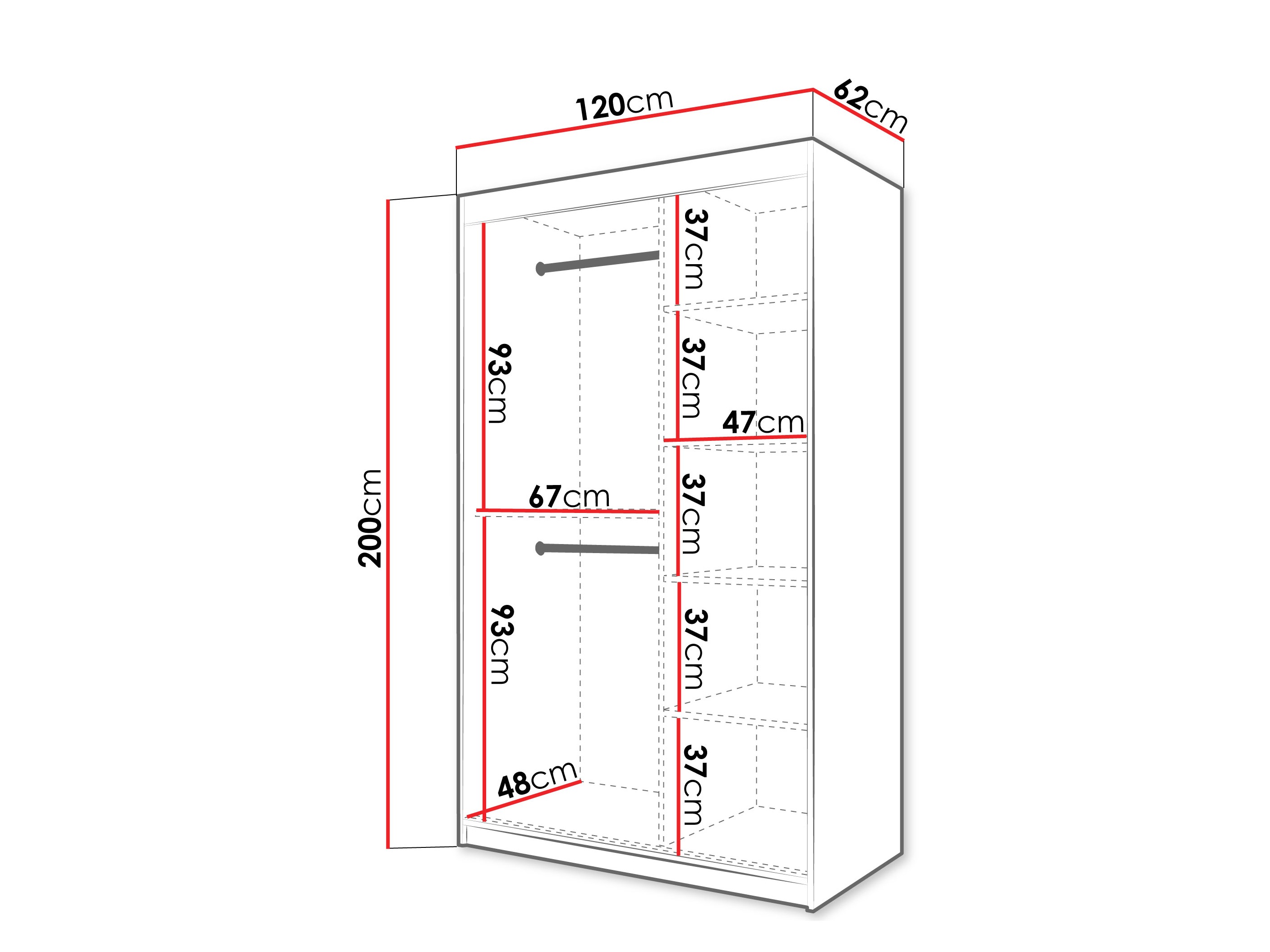 Kledingkast Hartford 576 (Zwart)