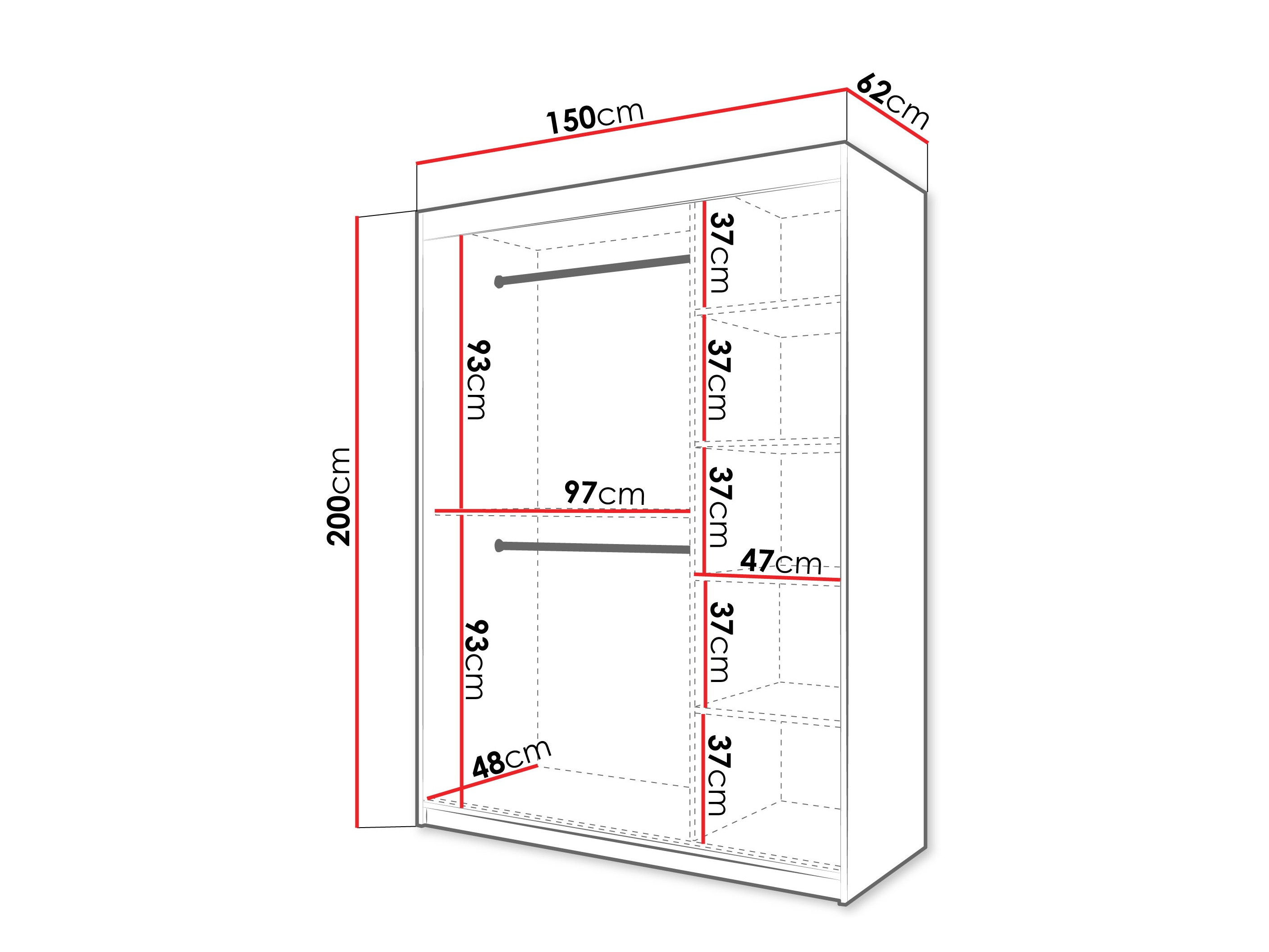 Kledingkast Hartford 576 (Zwart)
