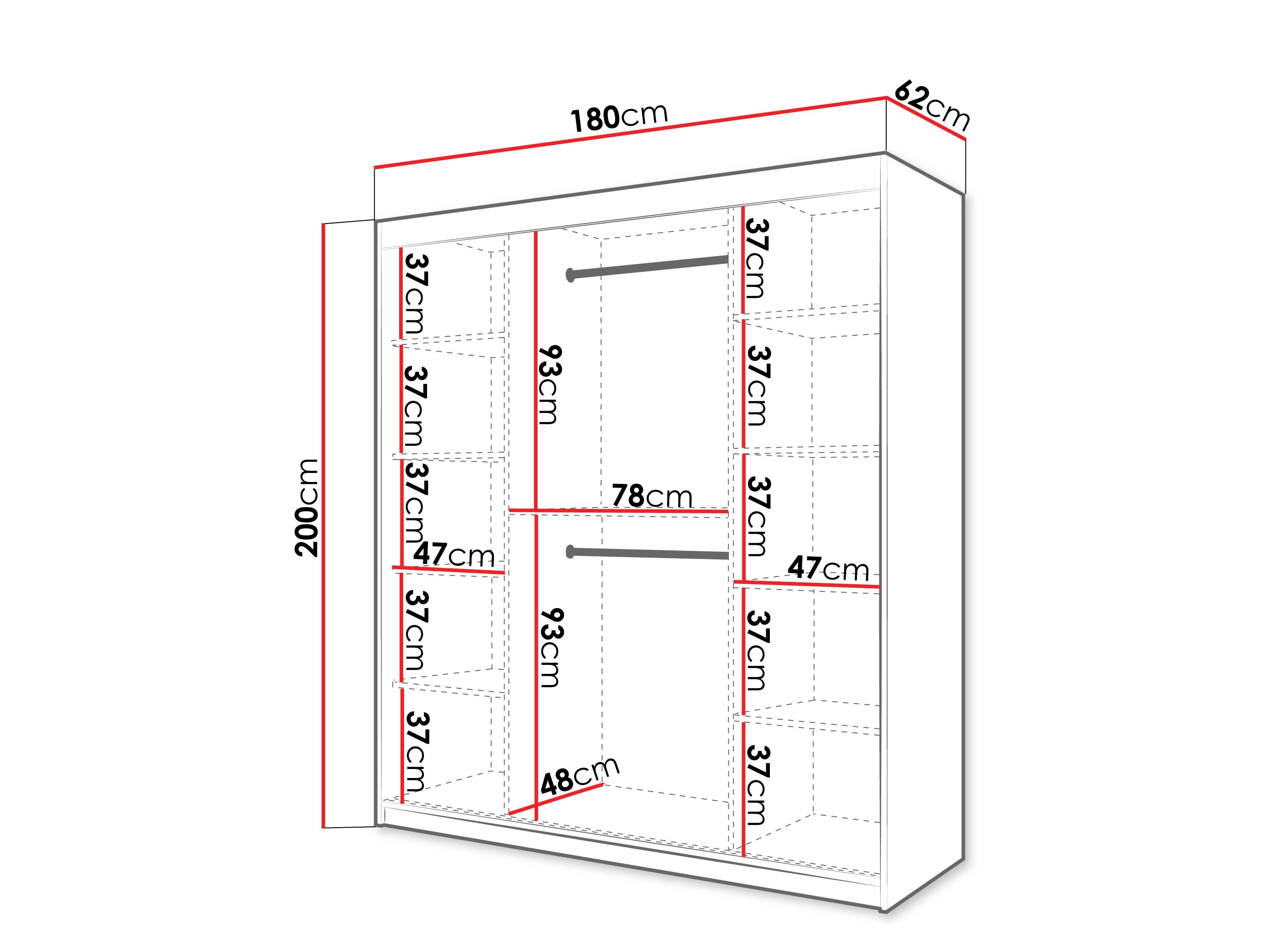 Kledingkast Hartford 576 (Zwart)