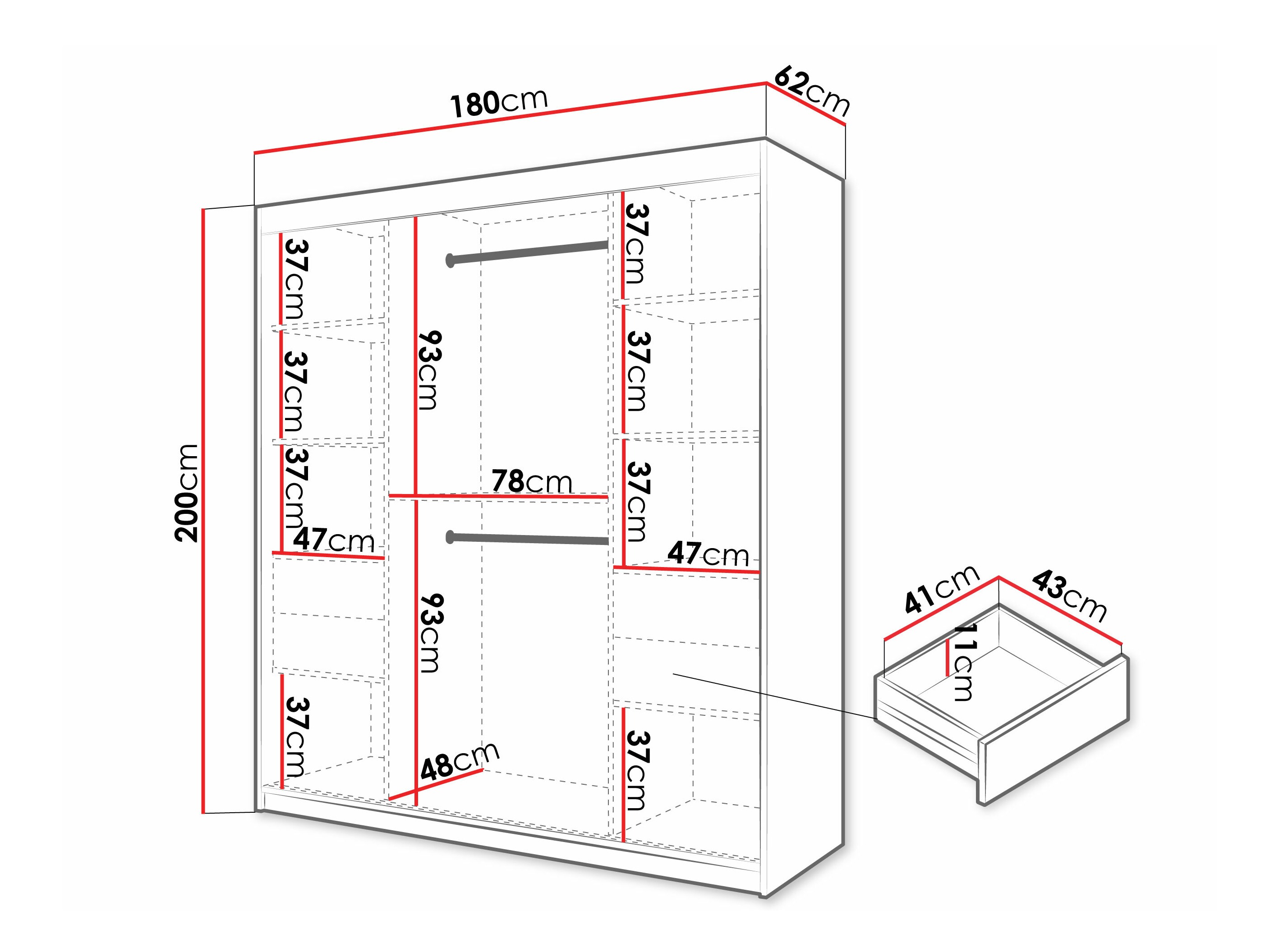 Kledingkast Hartford 576 (Zwart)