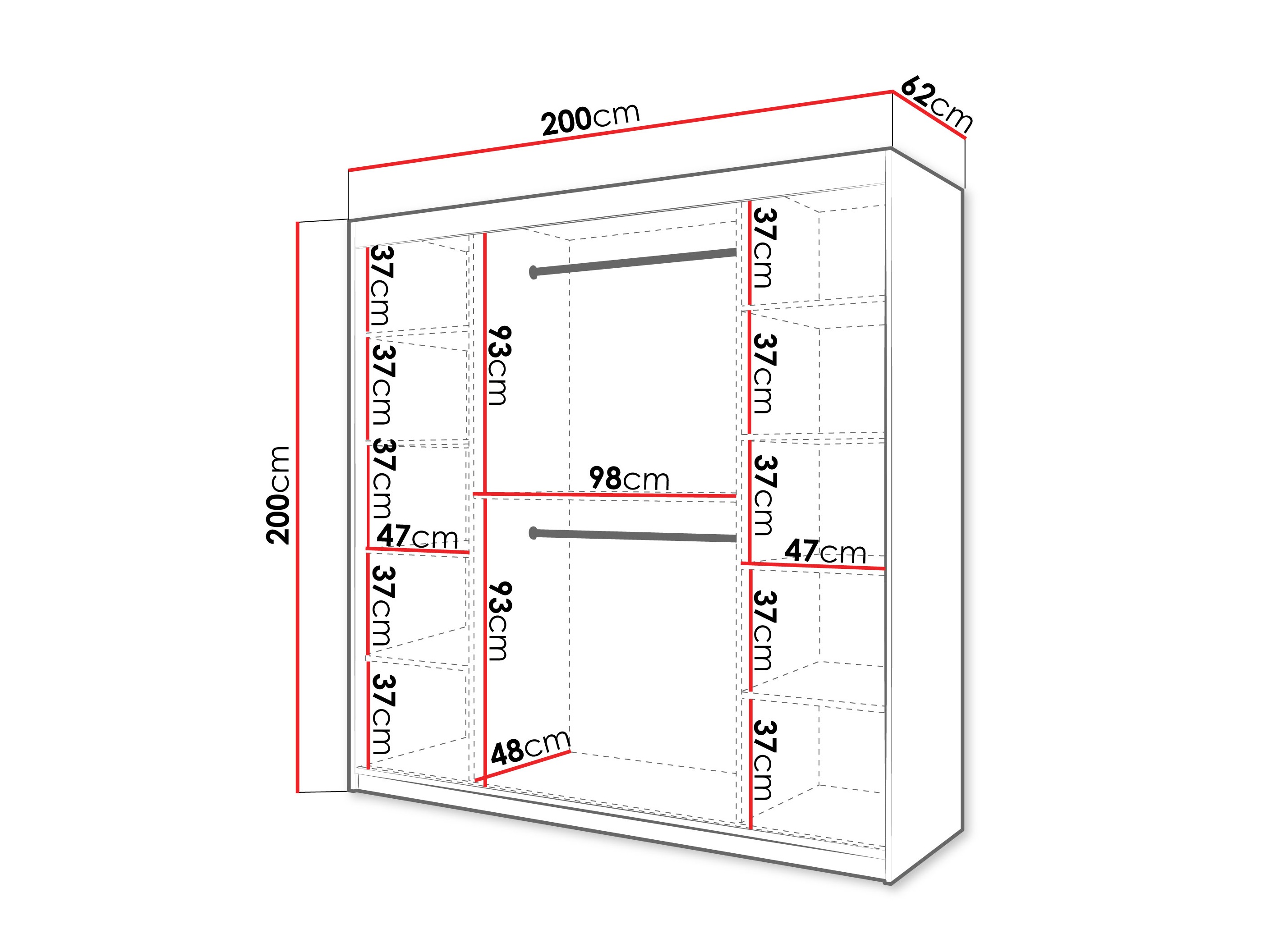 Kledingkast Hartford 576 (Zwart)
