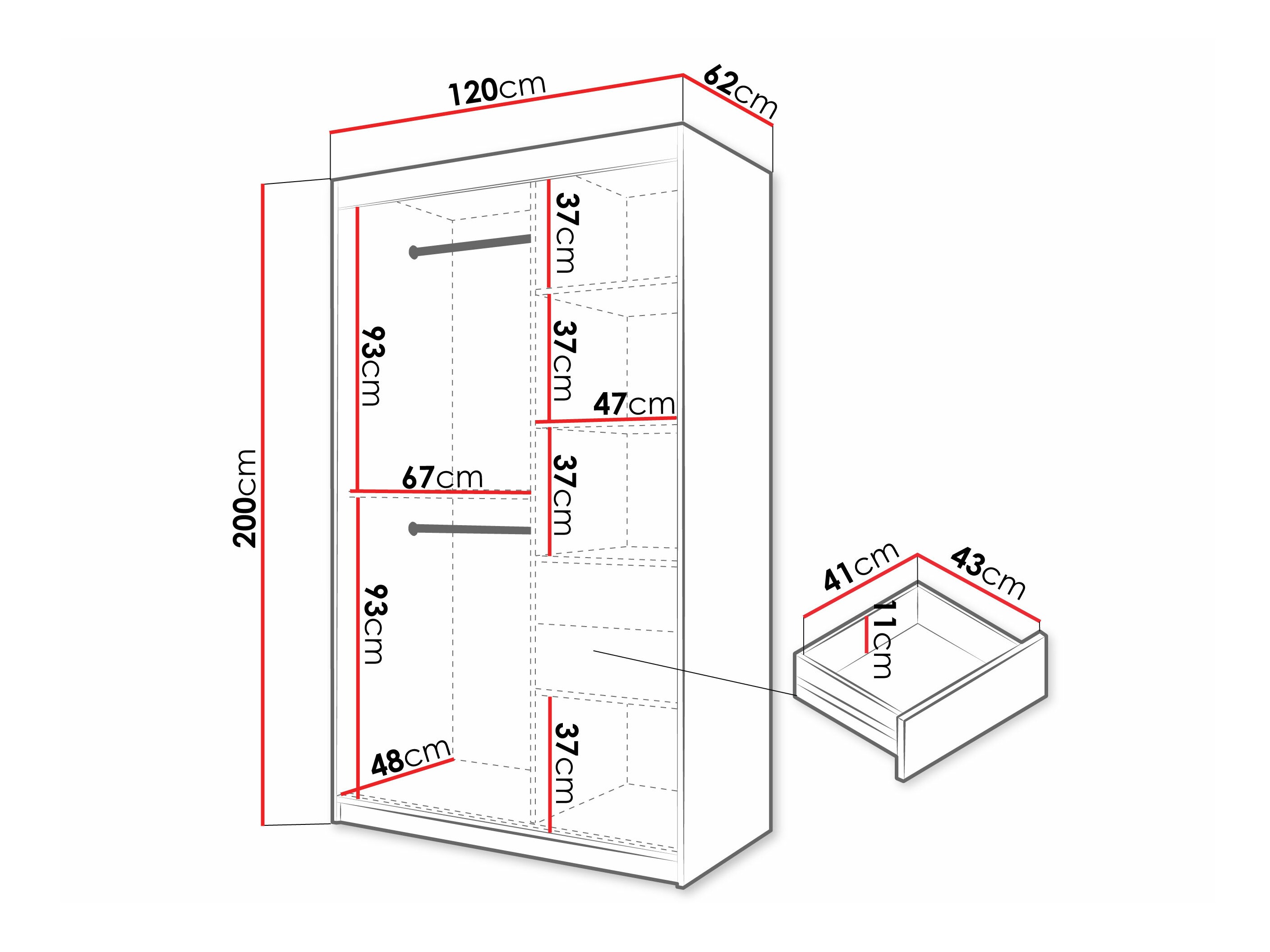 Kledingkast Hartford 575 (Zwart)
