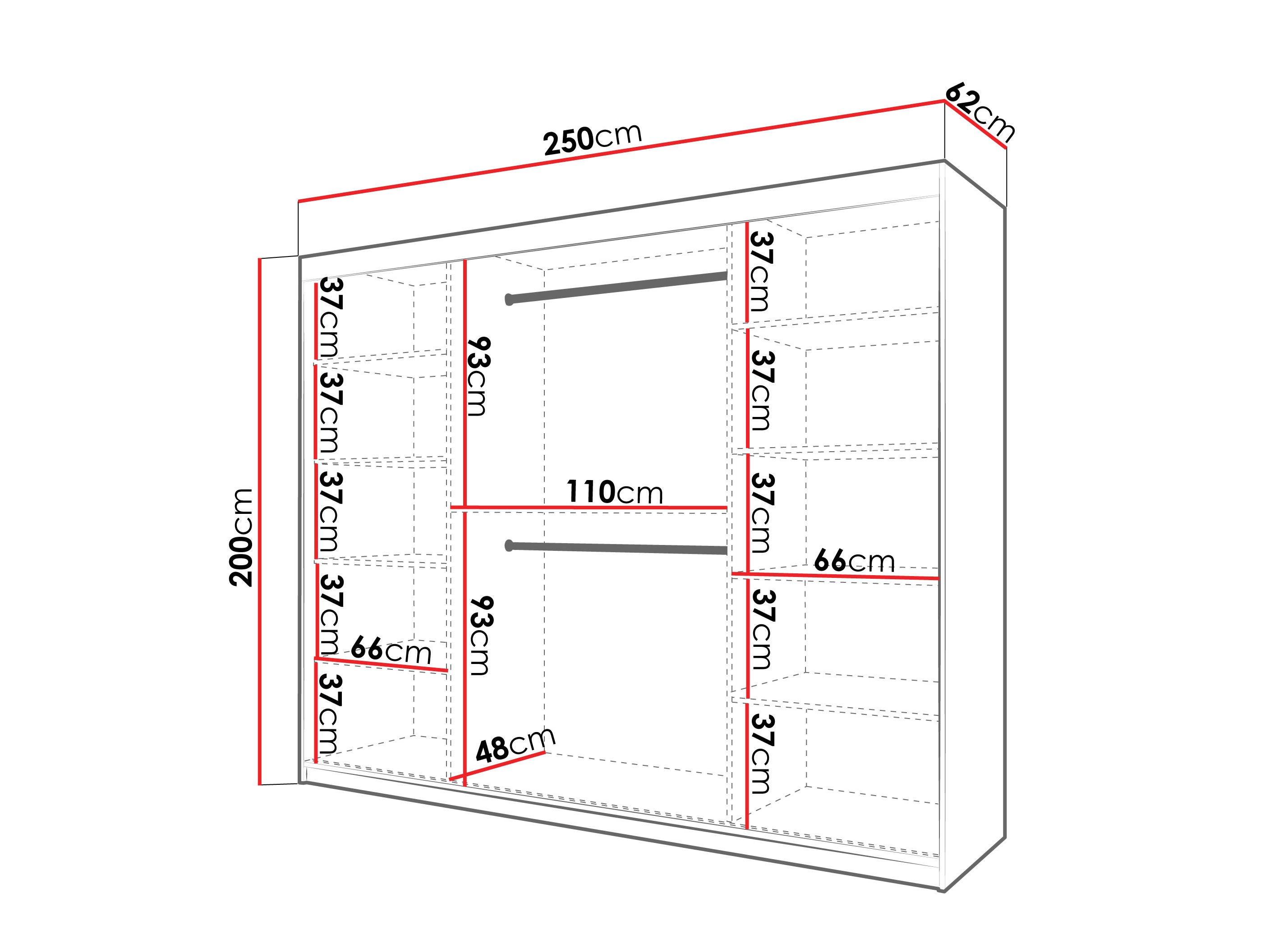 Kledingkast Hartford 576 (Zwart)