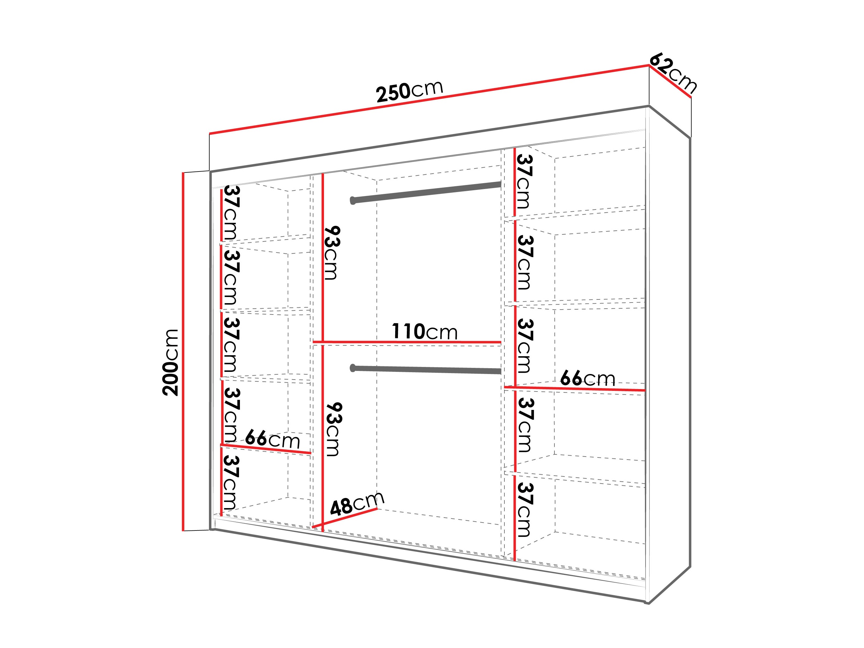 Kledingkast Hartford 576 (Zwart)