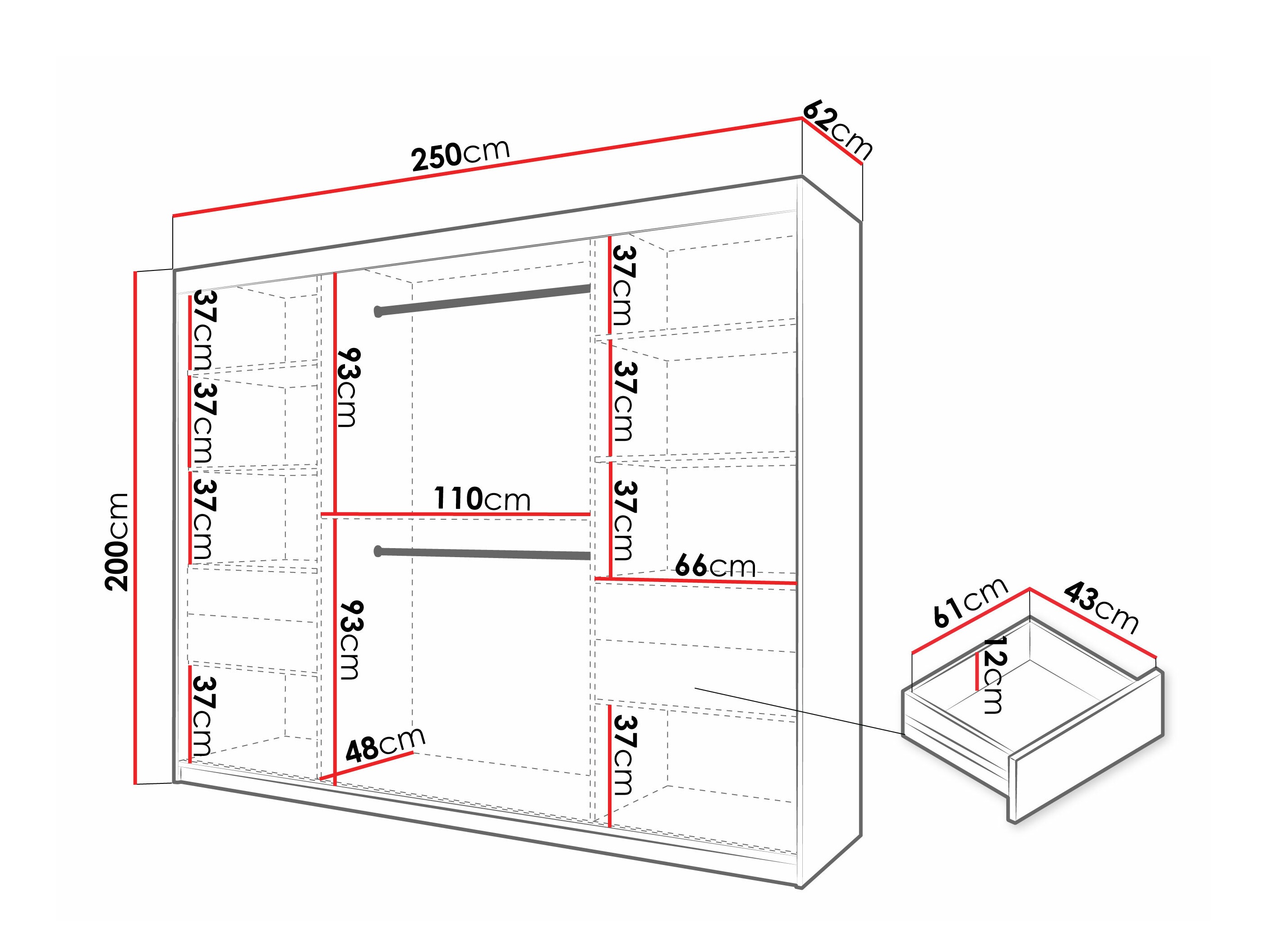 Kledingkast Hartford 576 (Zwart)