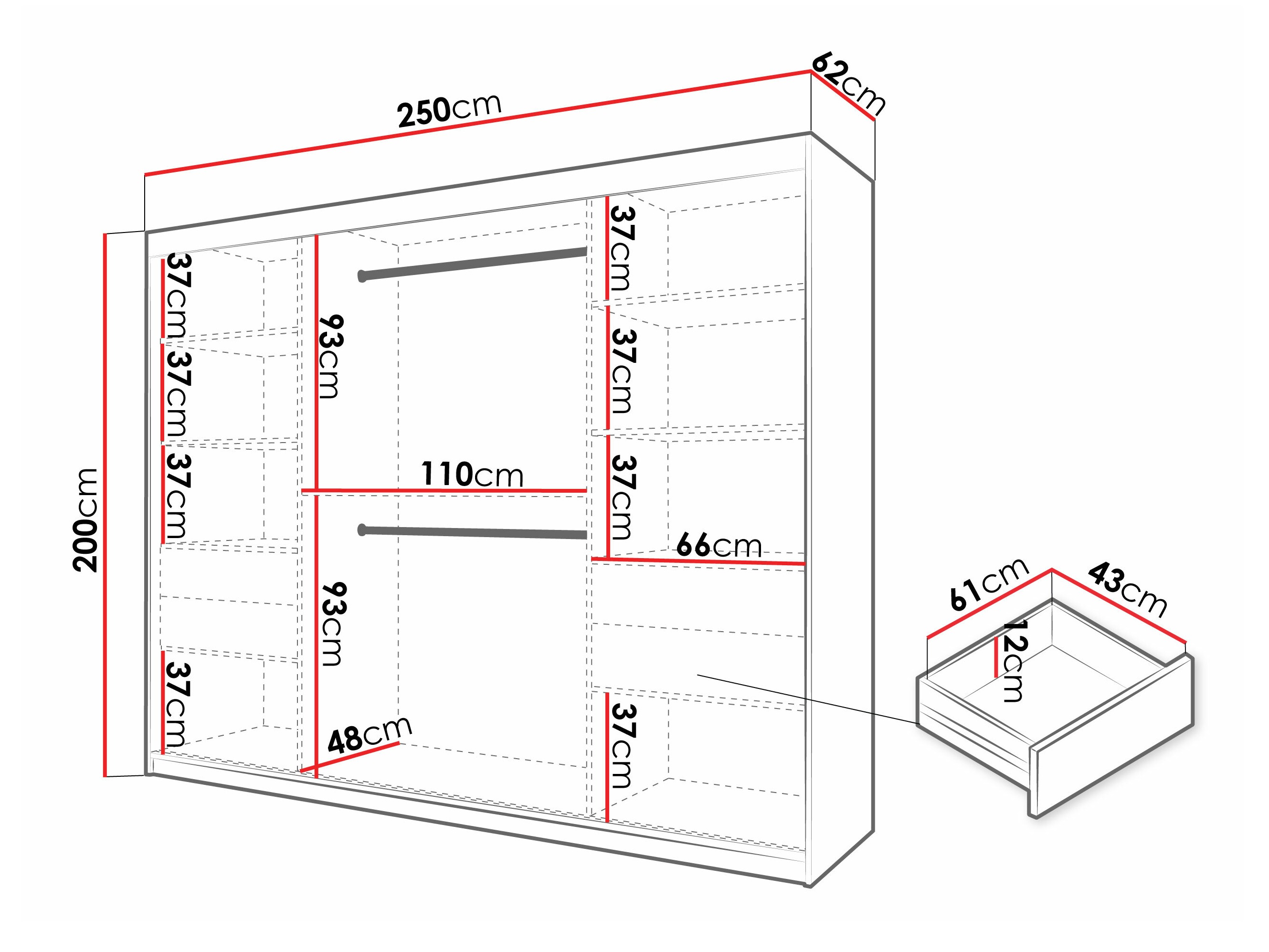 Kledingkast Hartford 576 (Zwart)