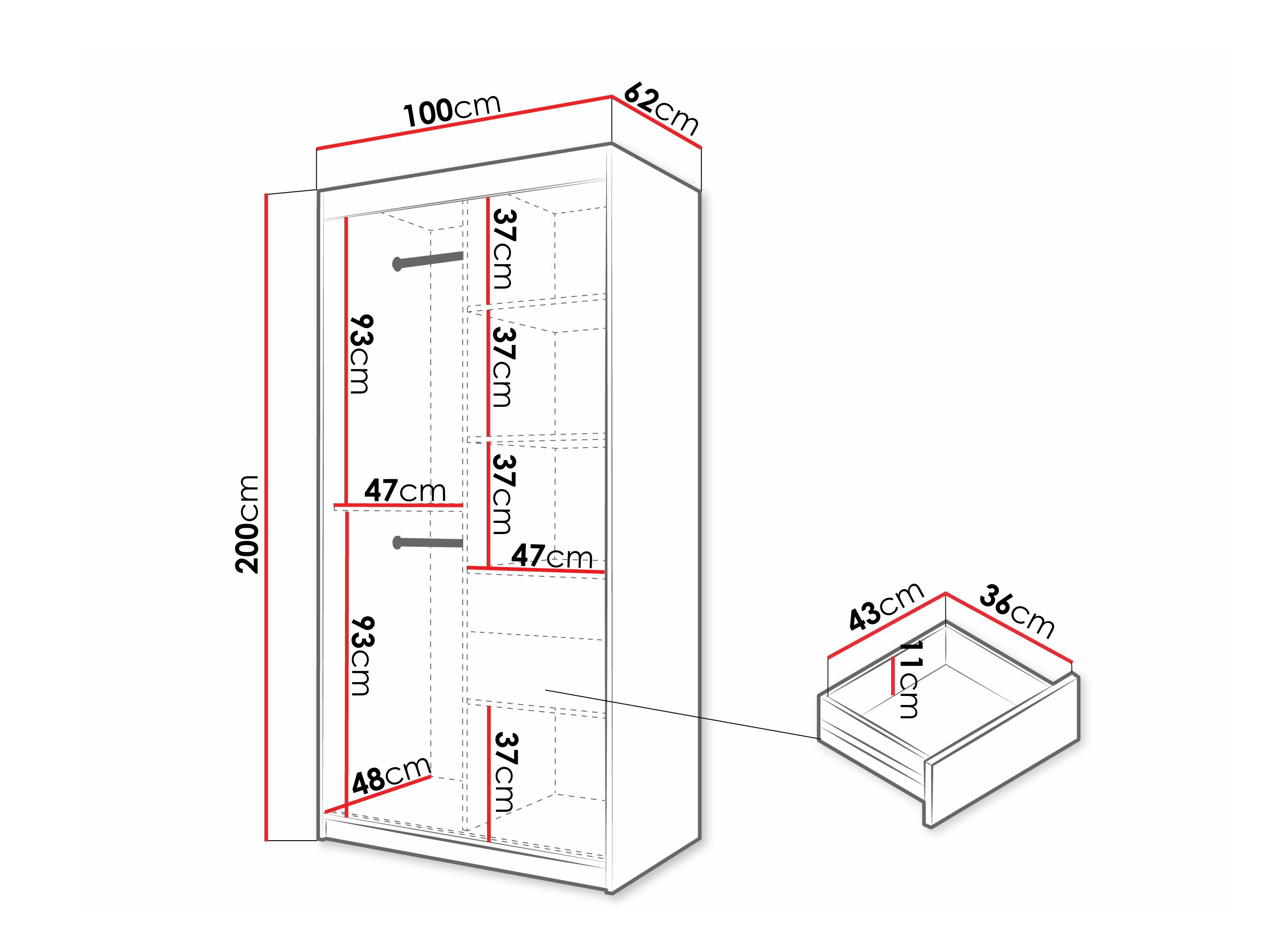 Kledingkast Hartford 576 (Zwart)