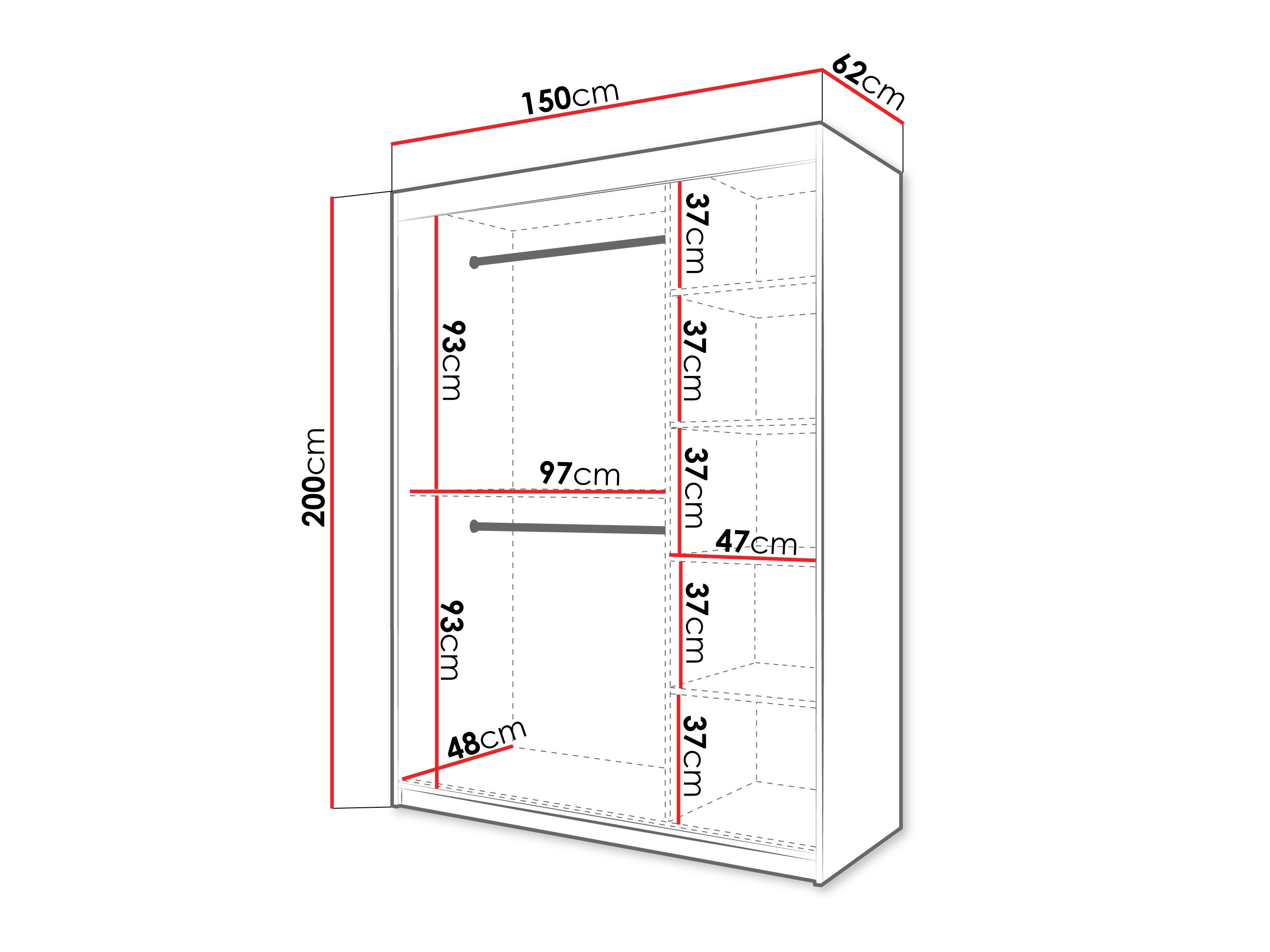Kledingkast Hartford 575 (Wit)