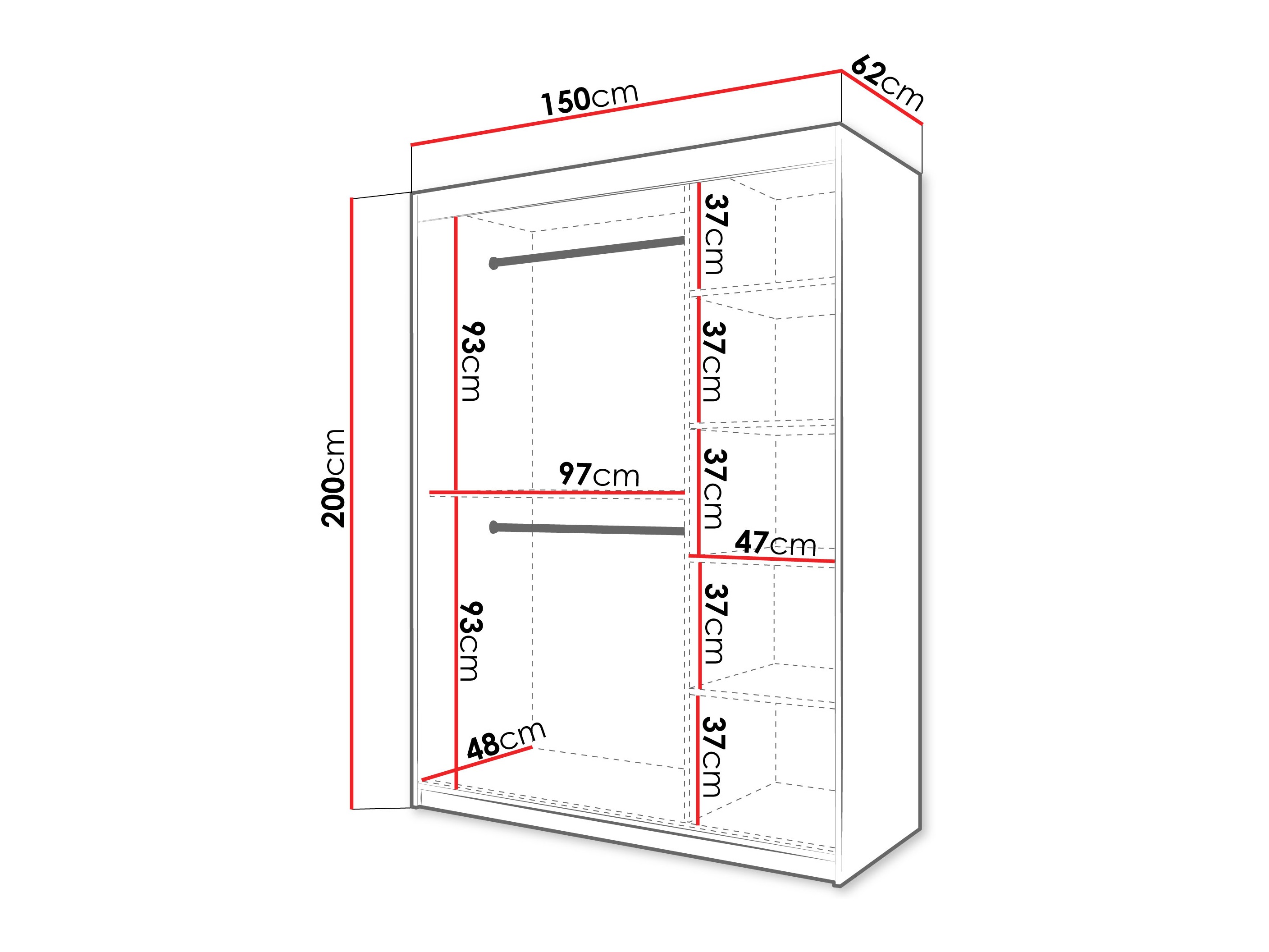 Kledingkast Hartford 575 (Wit)