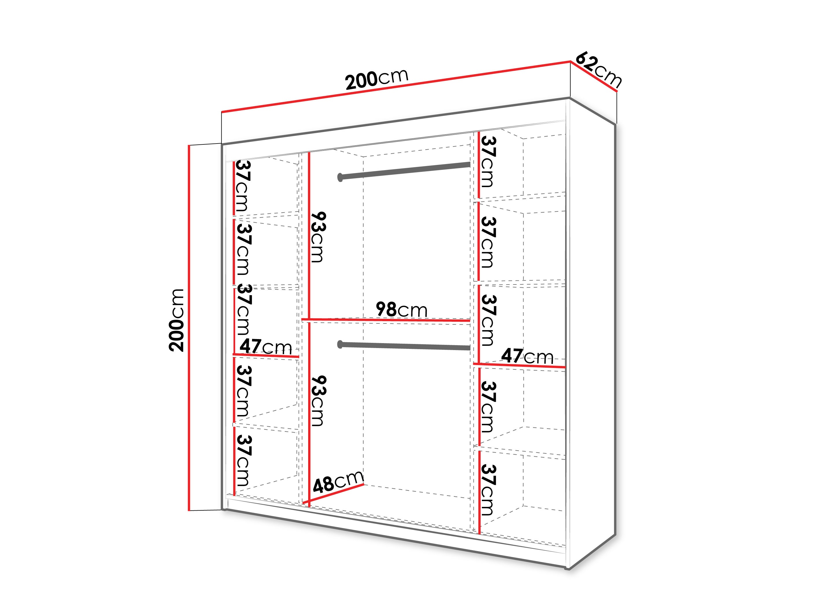 Kledingkast Hartford 575 (Wit)