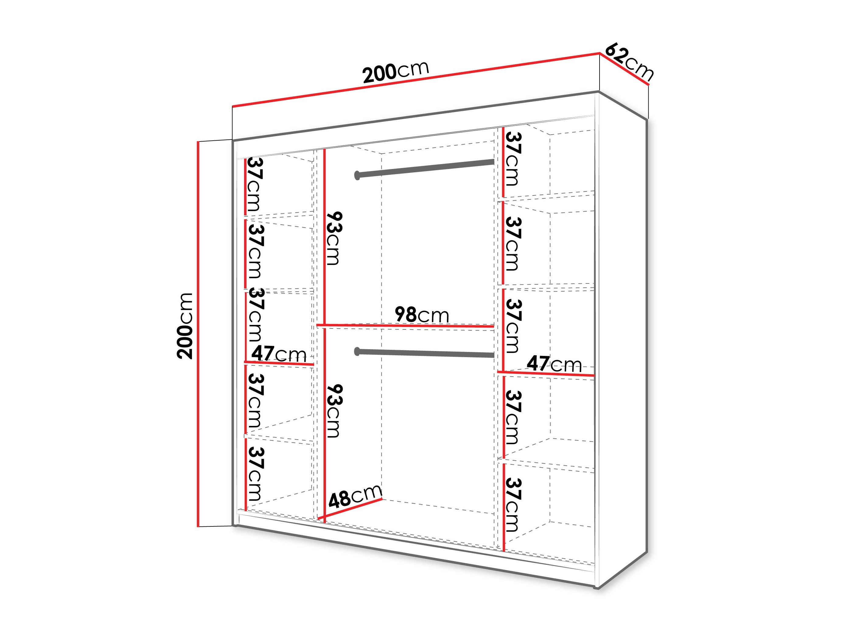 Kledingkast Hartford 575 (Wit)