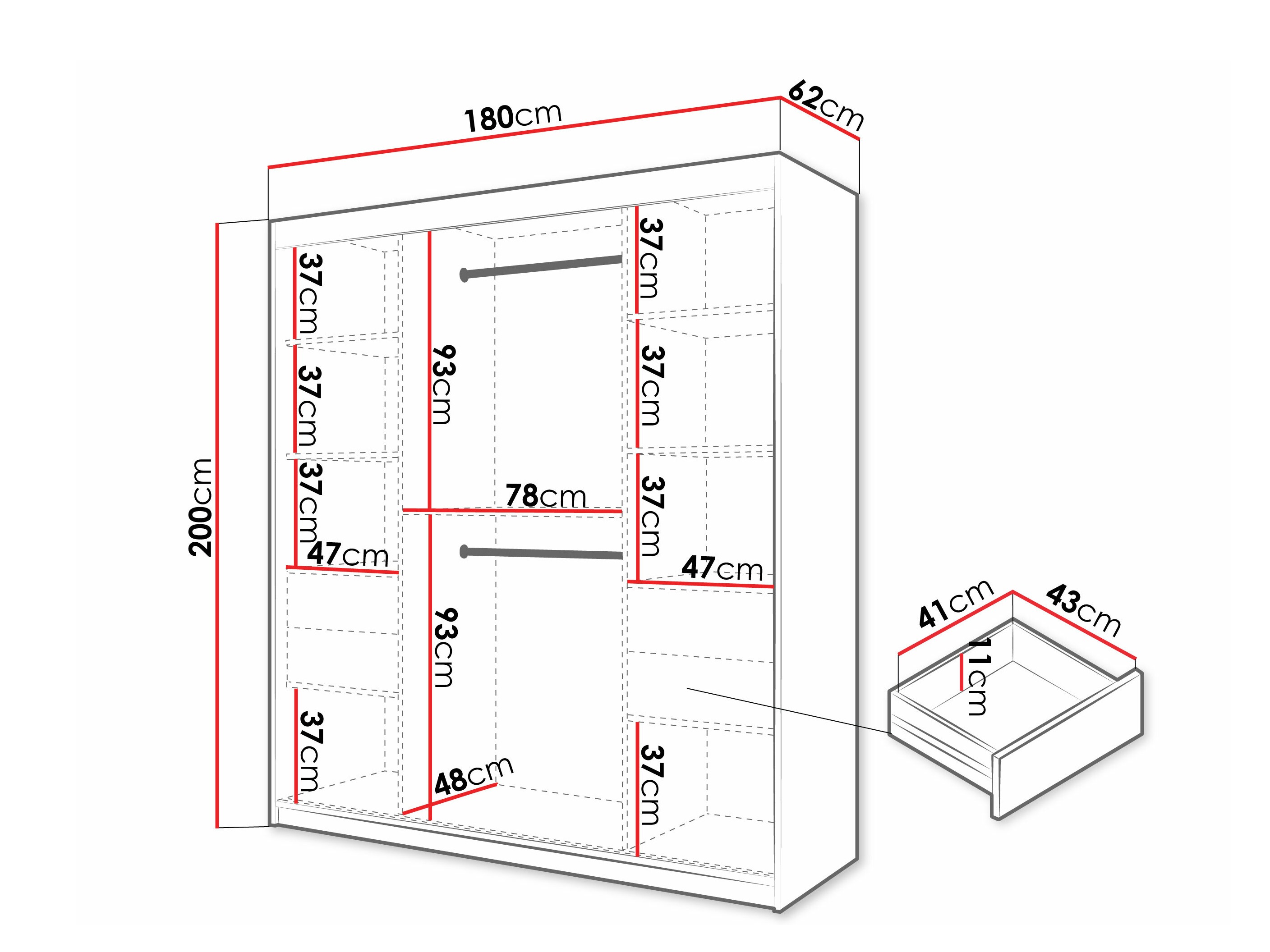 Kledingkast Hartford 575 (Wit)