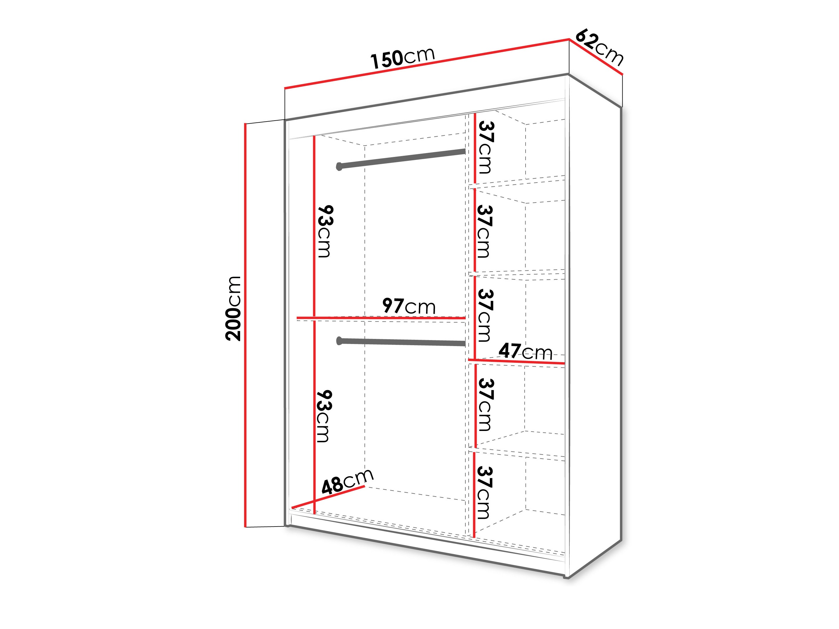 Kledingkast Hartford 575 (Zwart)