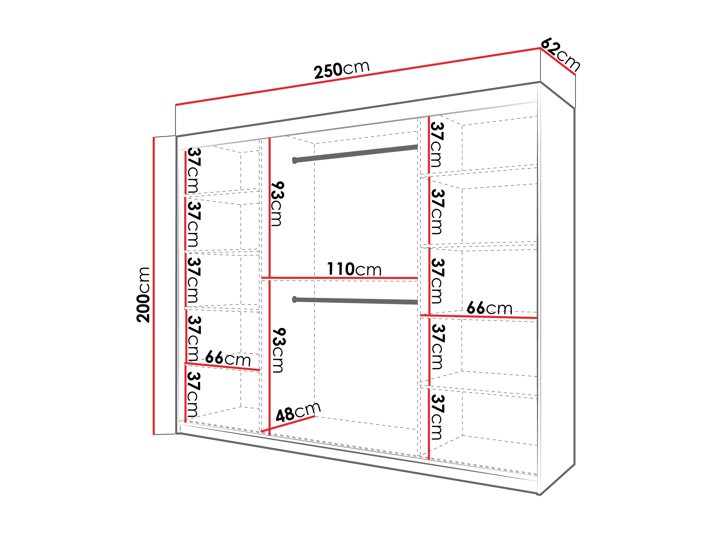 Kledingkast Hartford 575 (Zwart)