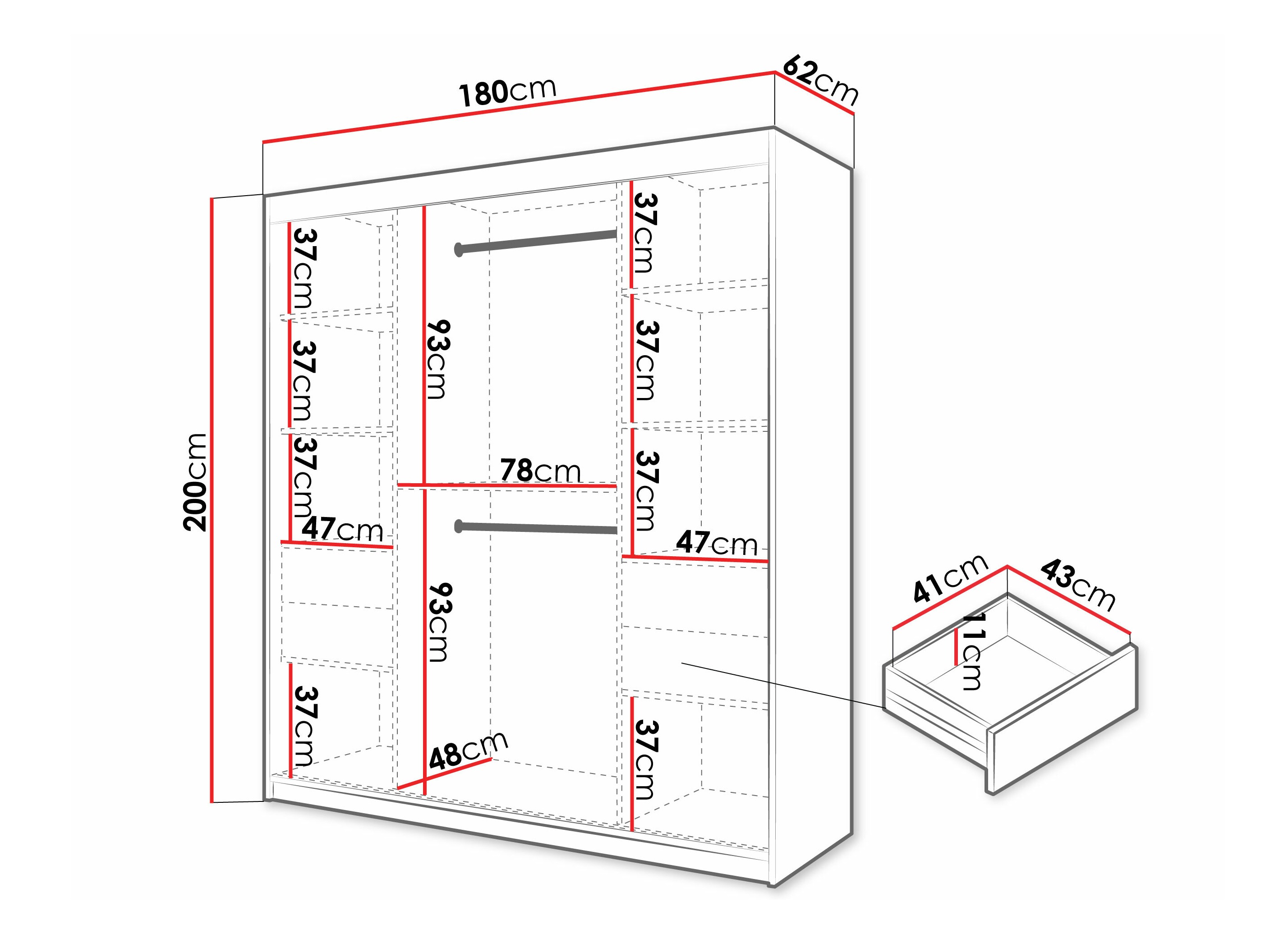 Kledingkast Hartford 575 (Zwart)