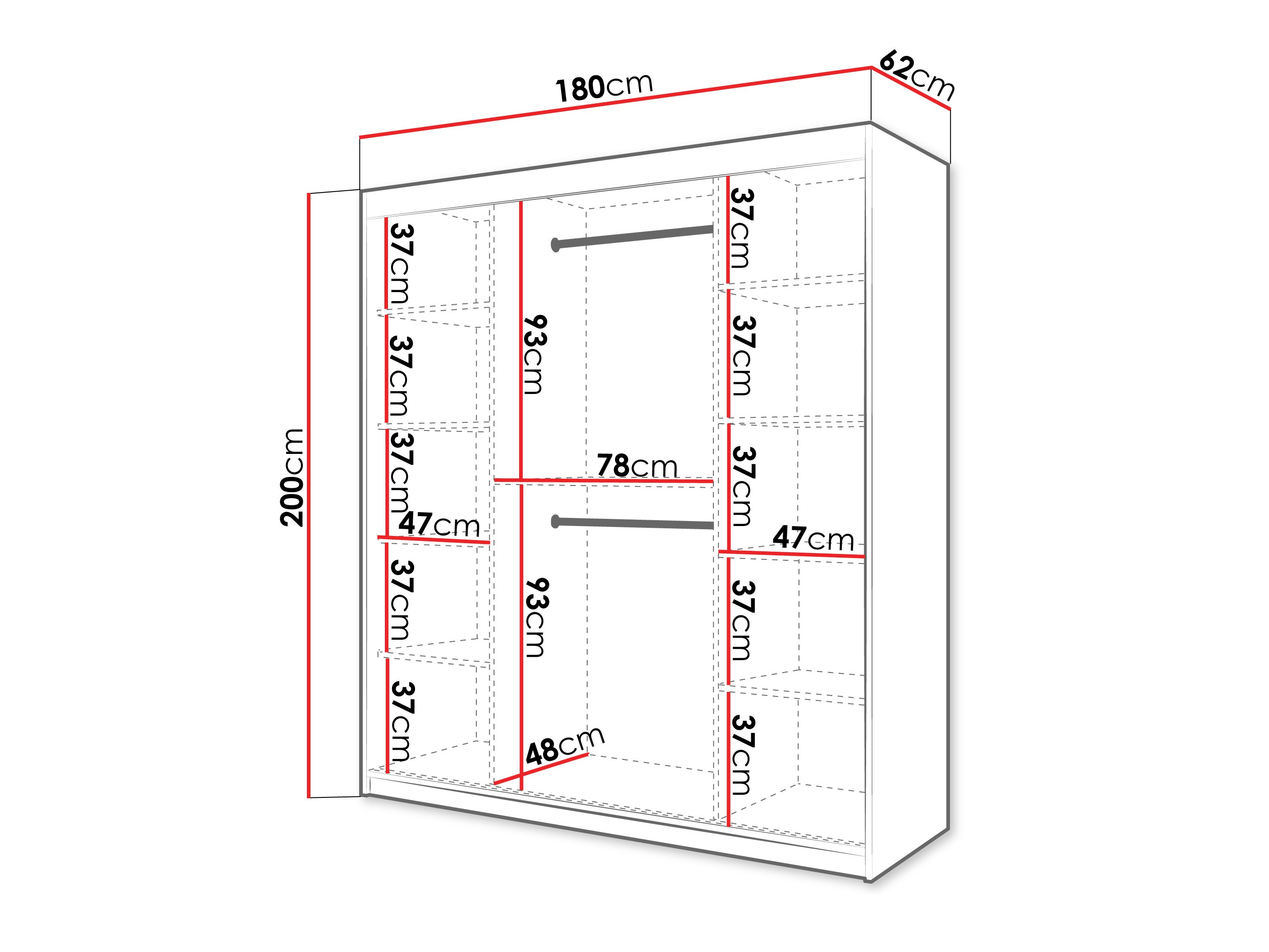 Kledingkast Hartford 577 (Wit)