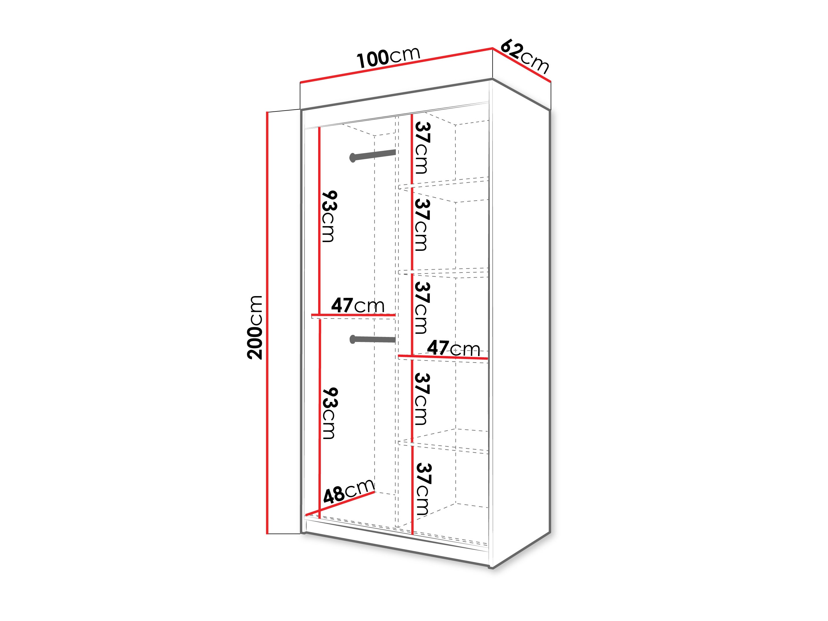 Kledingkast Hartford 577 (Zwart)