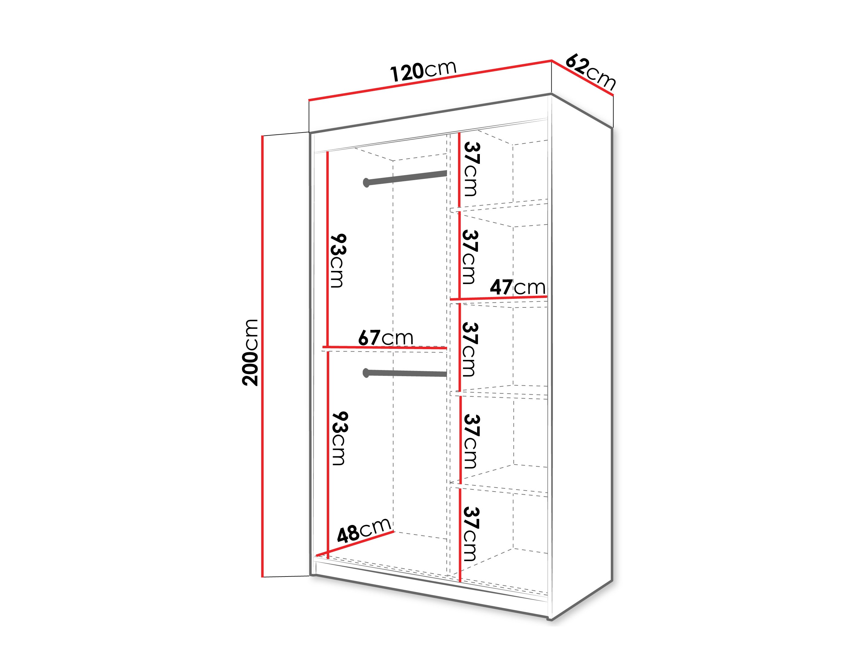 Kledingkast Hartford 577 (Zwart)