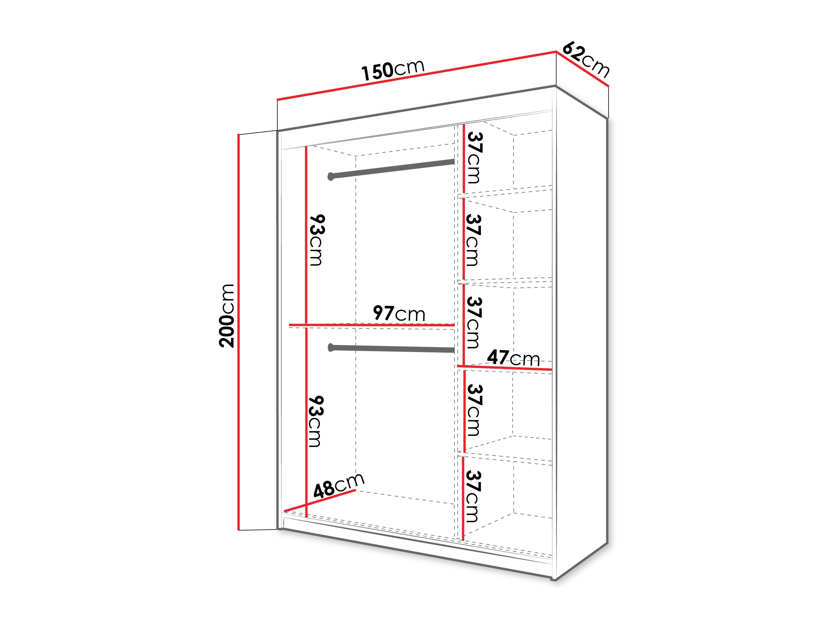 Kledingkast Hartford 577 (Zwart)