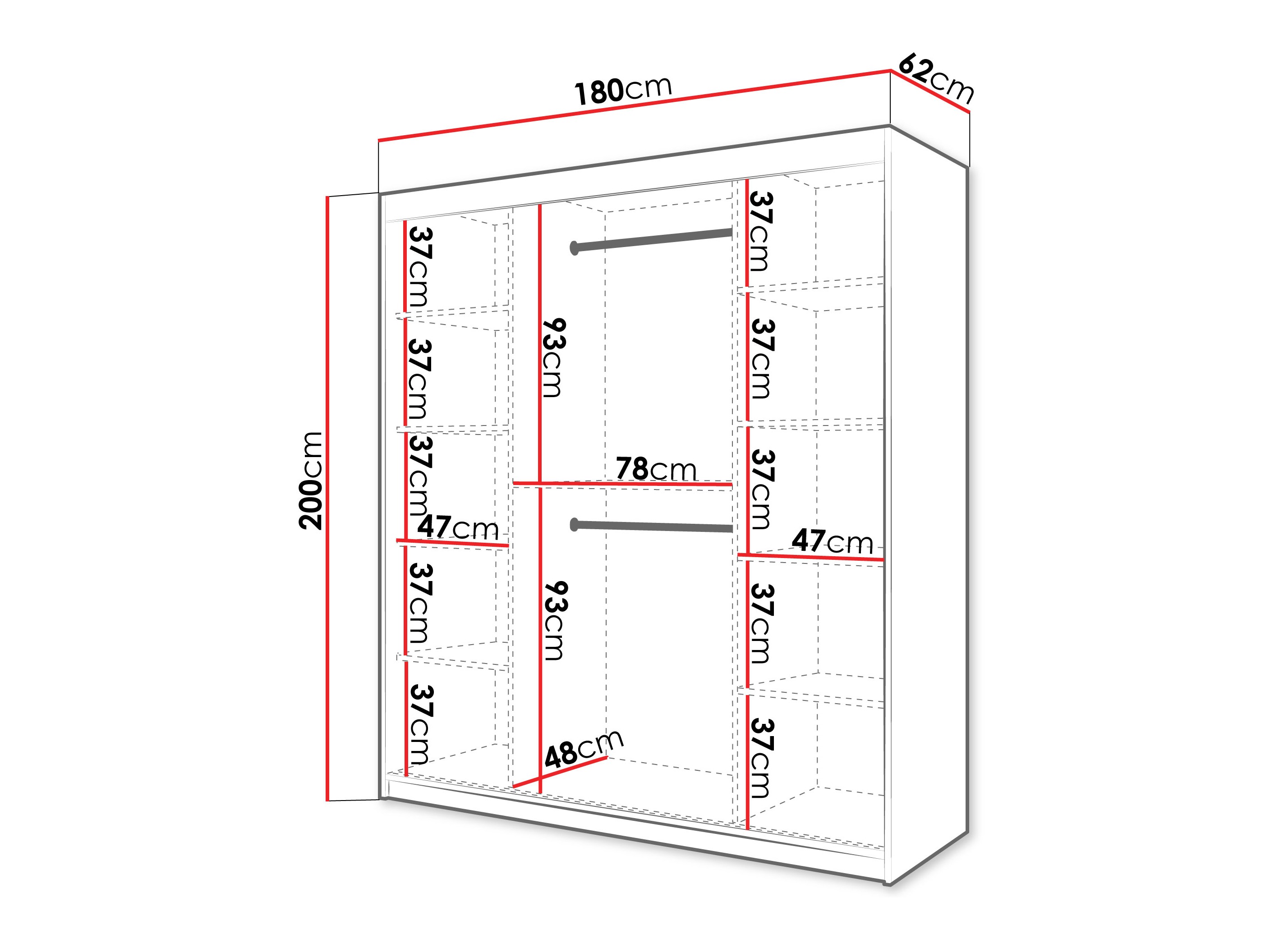 Kledingkast Hartford 577 (Zwart)