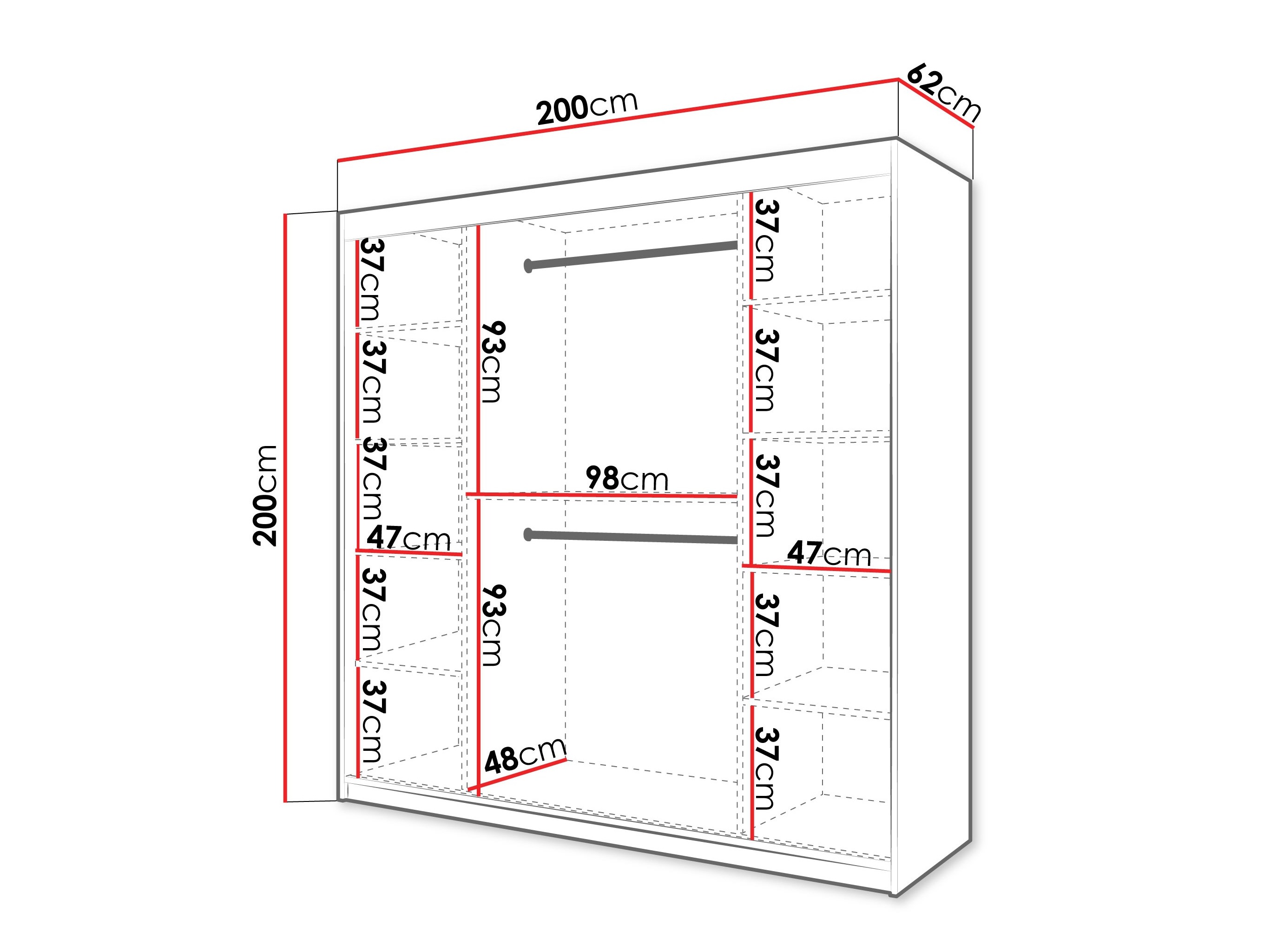 Kledingkast Hartford 577 (Zwart)