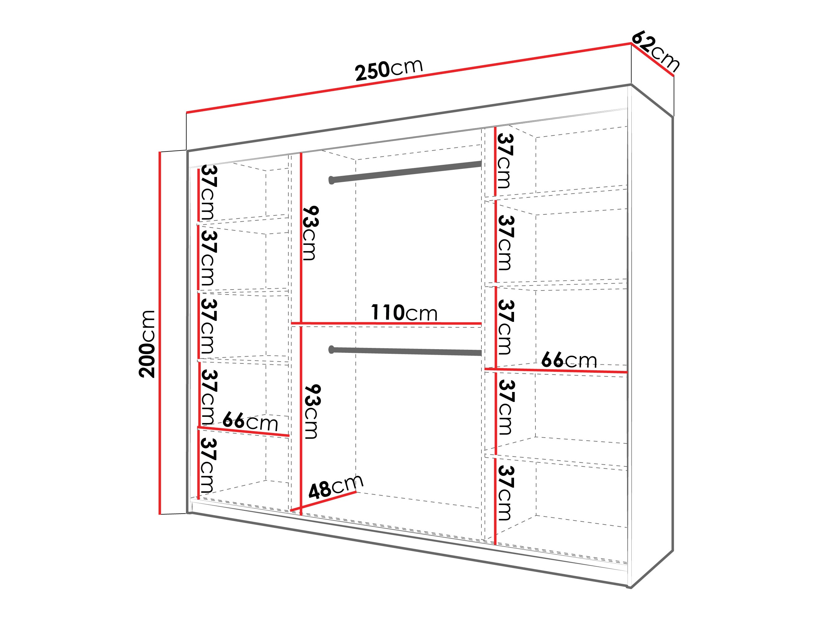 Kledingkast Hartford 577 (Zwart)