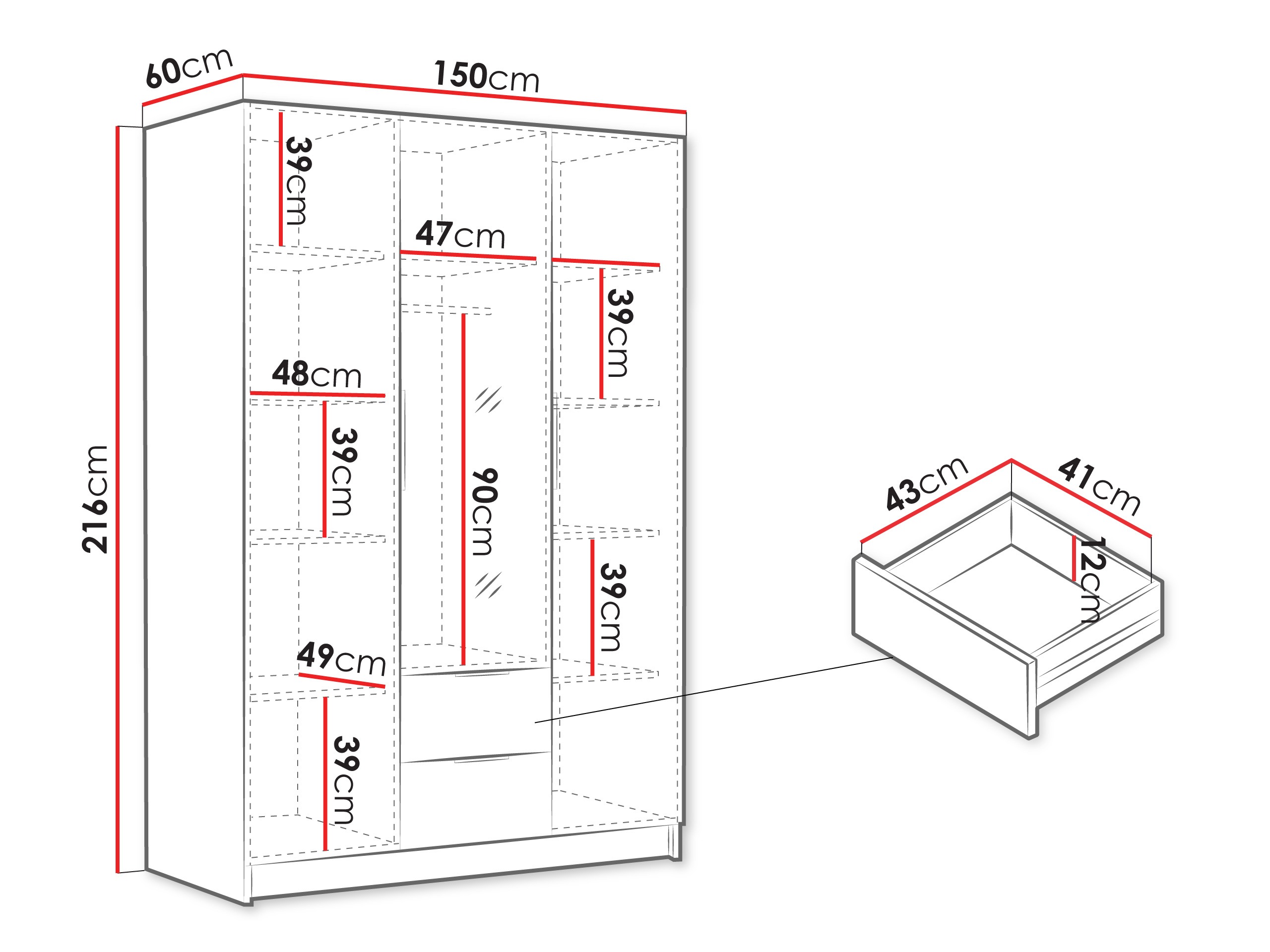 Kledingkast Closico 199 (Eiken)