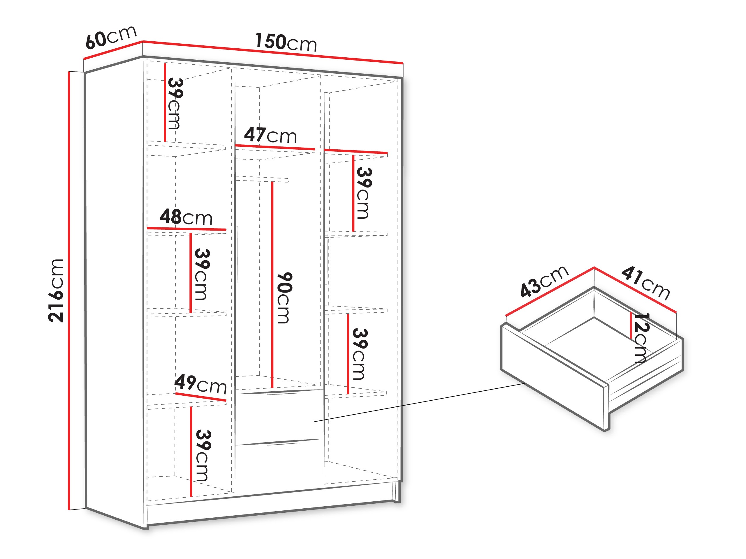 Kledingkast Closico 200 (Eiken)
