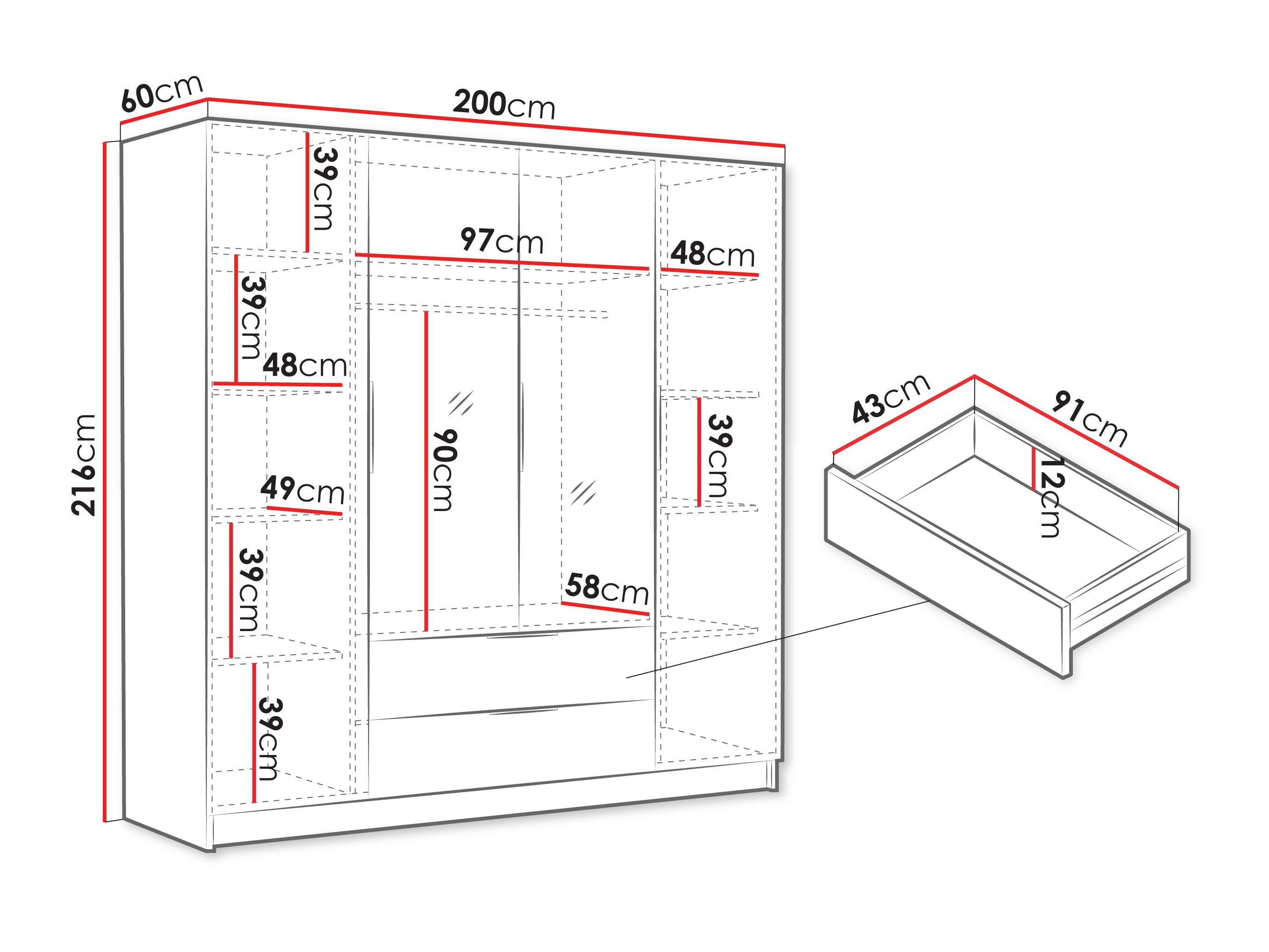 Kledingkast Closico 201 (Kasjmier)