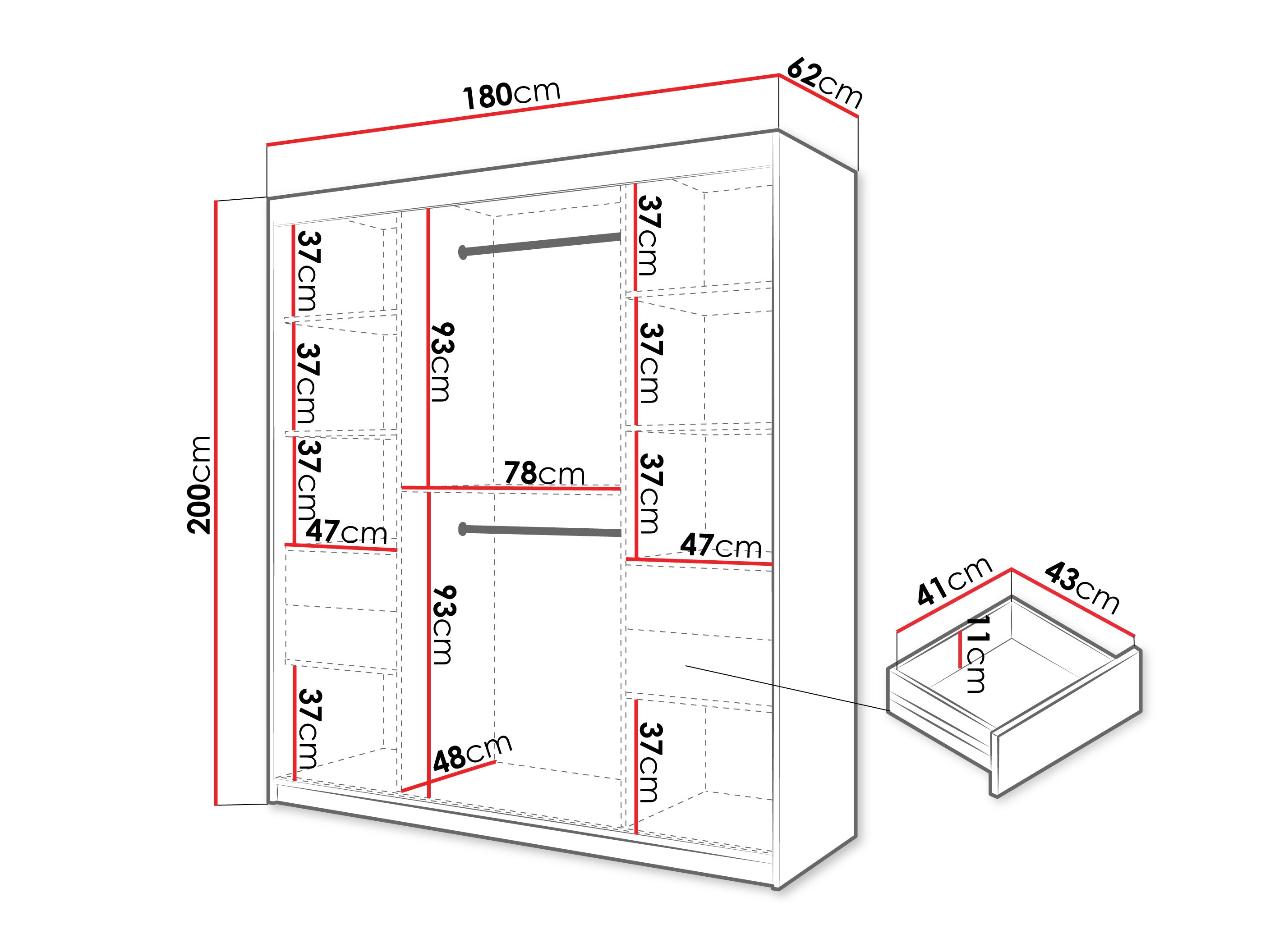 Kledingkast Hartford 578 (Kasjmier)