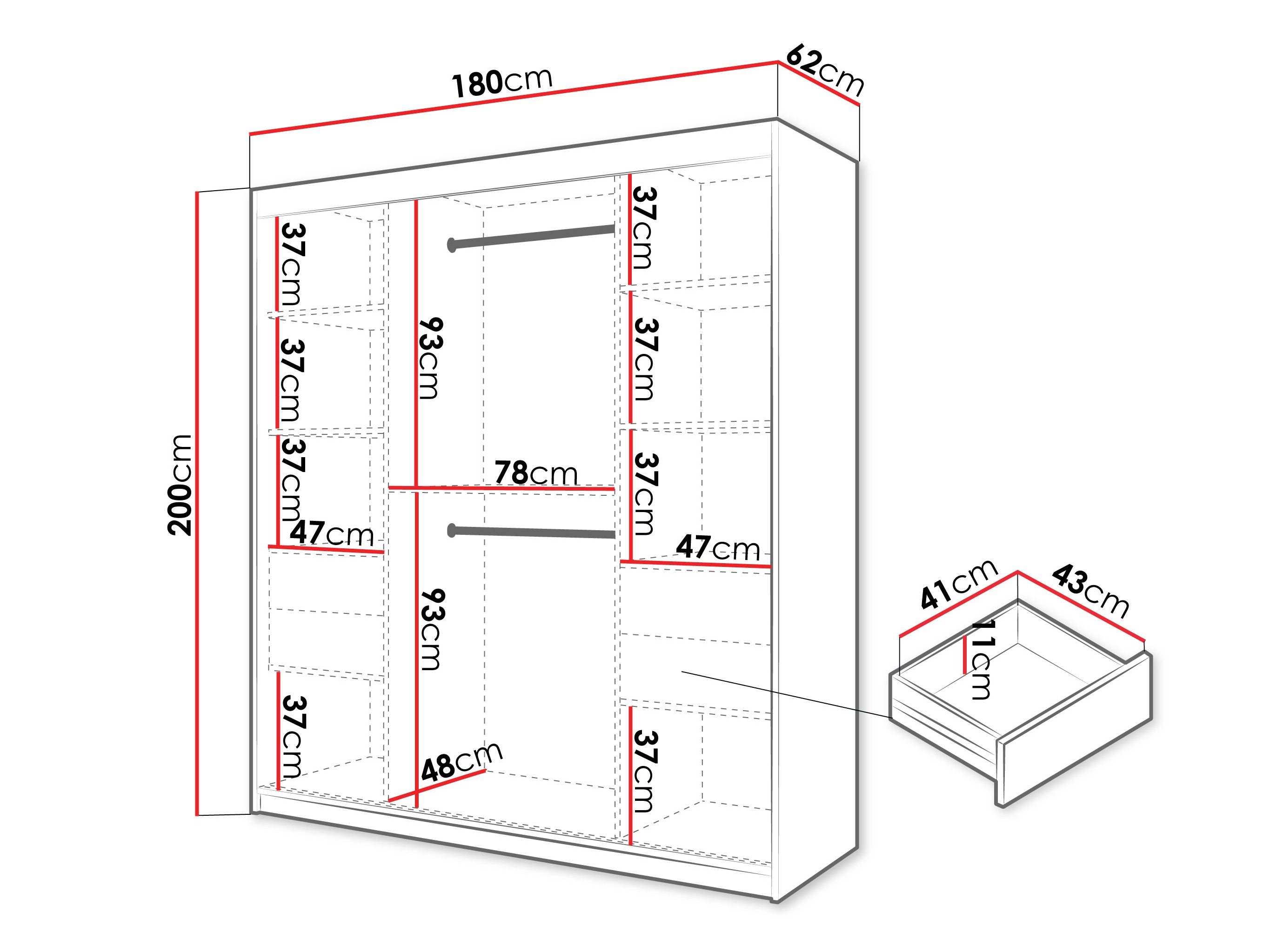 Kledingkast Hartford 578 (Wit)
