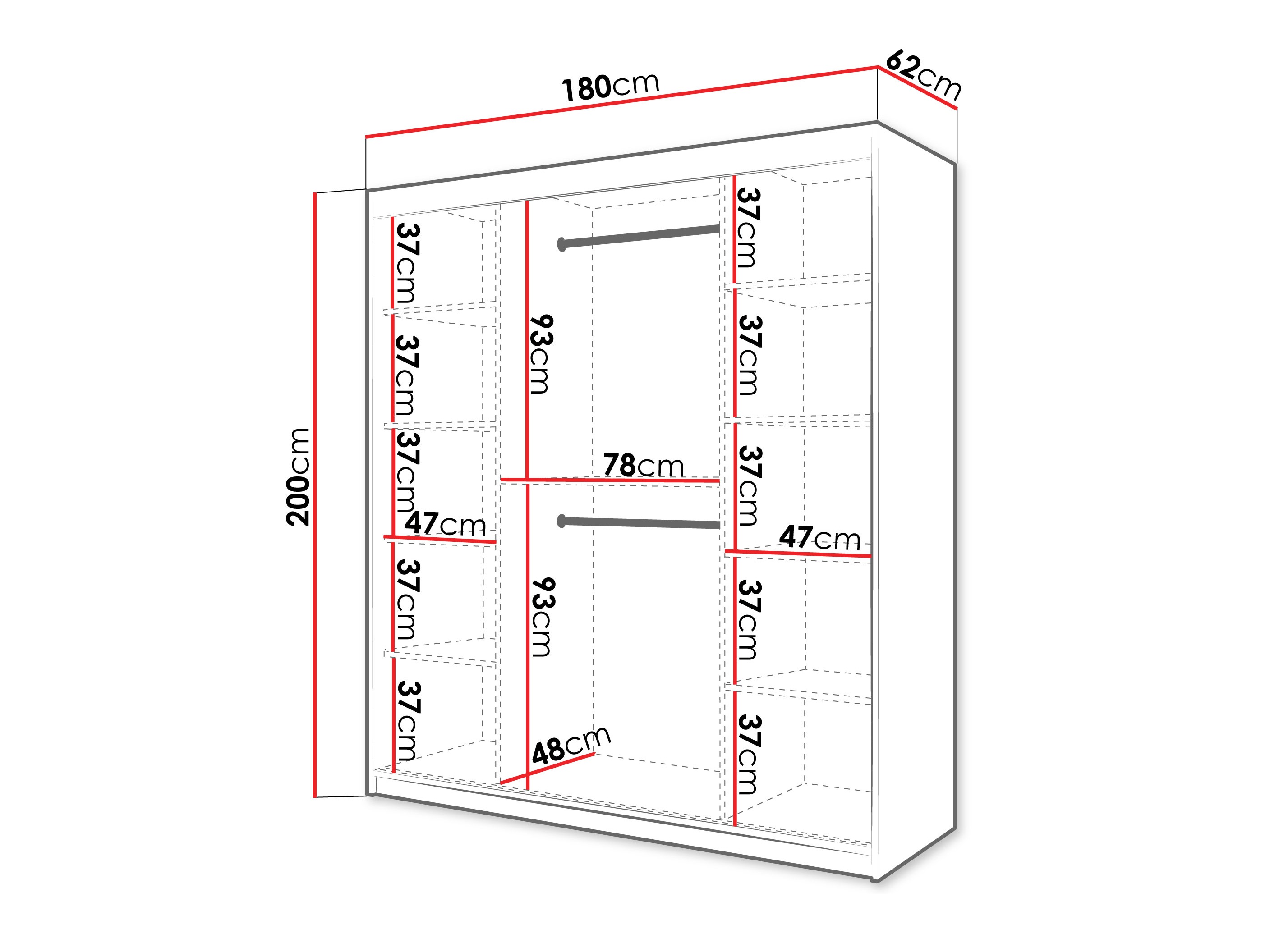 Kledingkast Hartford 578 (Zwart)